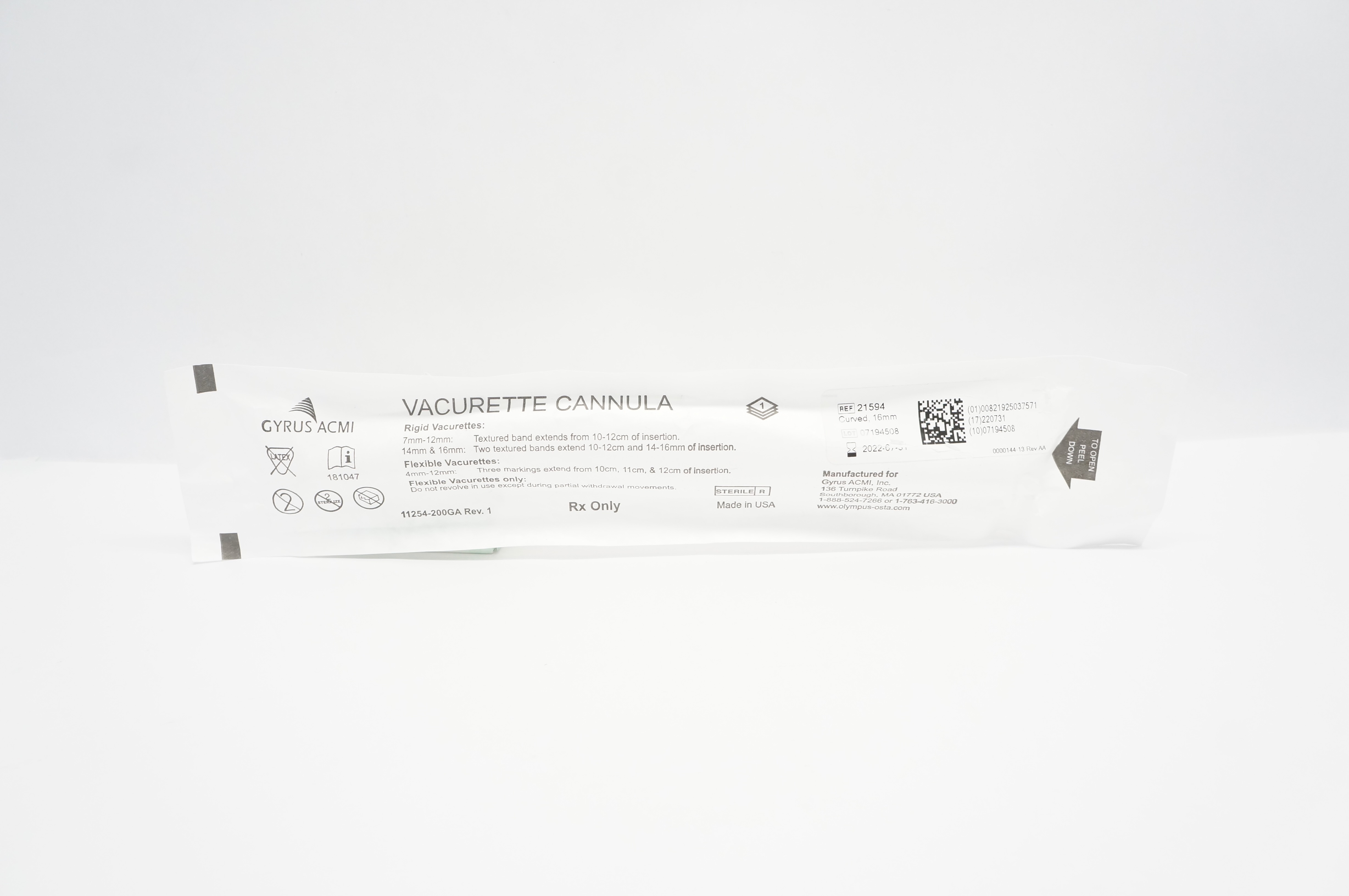 Gyrus ACMI 21594 Vacurette Cannula Curved 16mm (x)