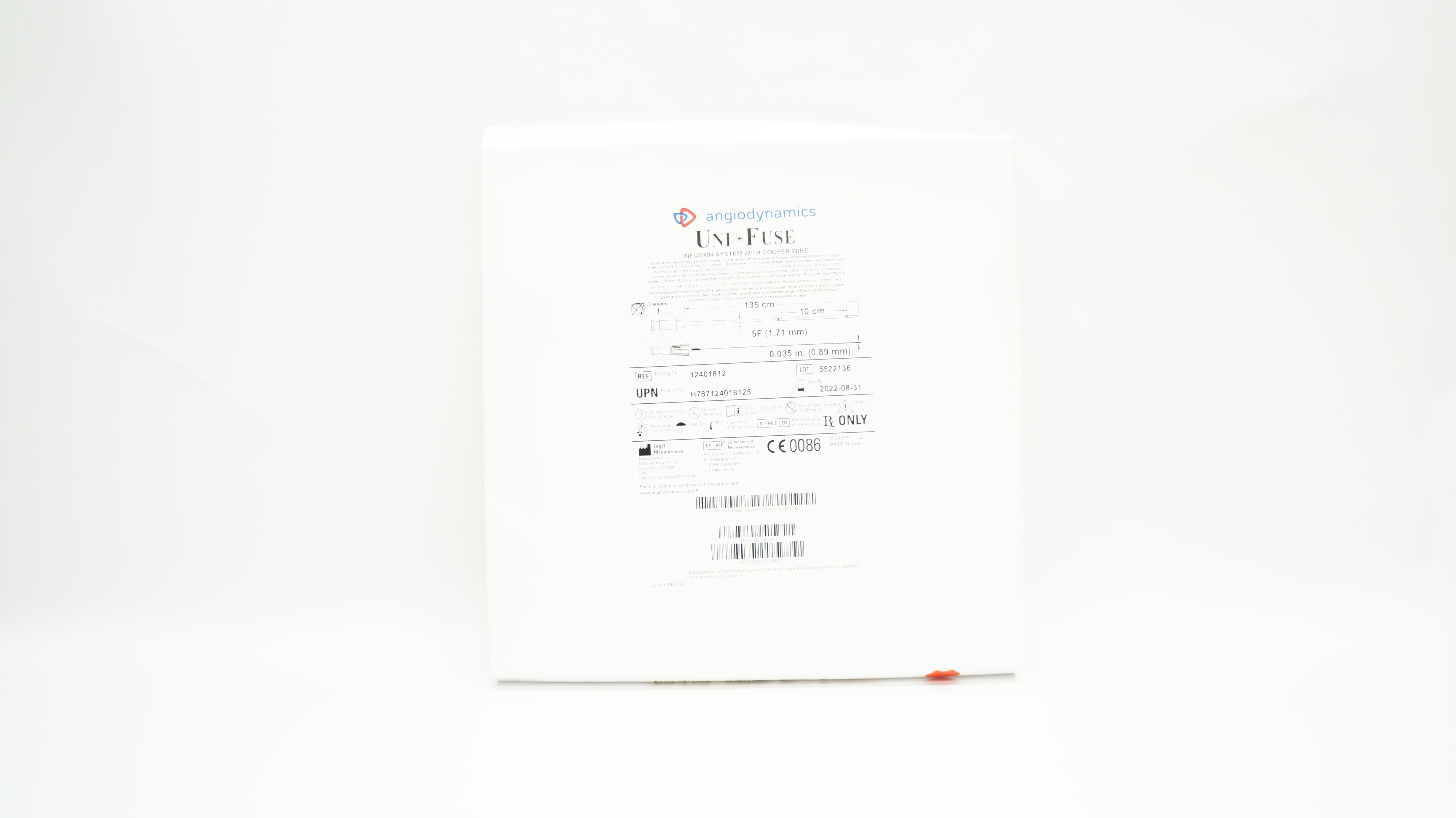 Angiodynamics 12401812 UniFuse Infusion System 5F x 135cm x 10cm (x)