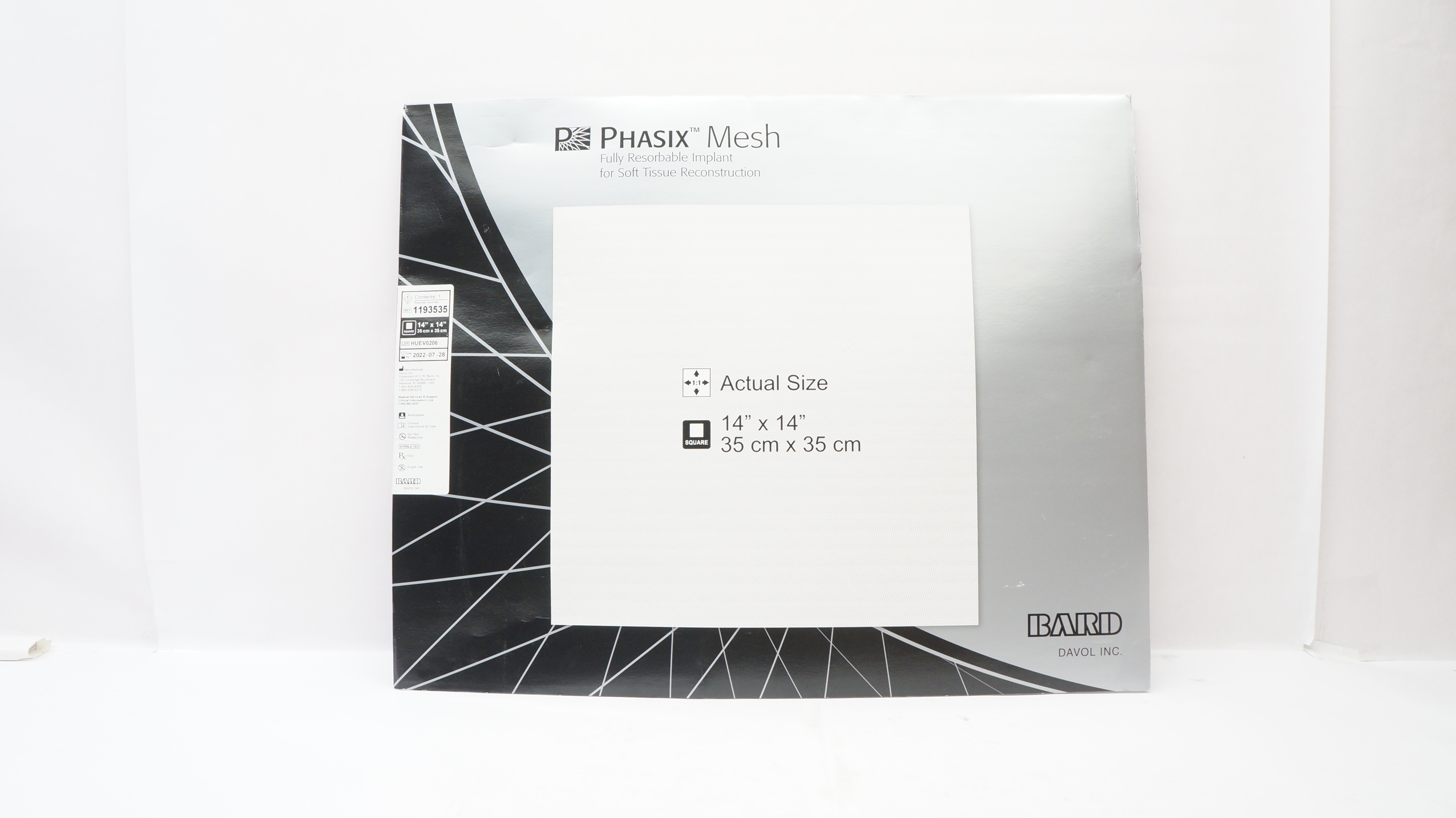 Bard 1193535 Phasix Mesh Fully Resorbable Implant 14 inch x 14 inch(x)