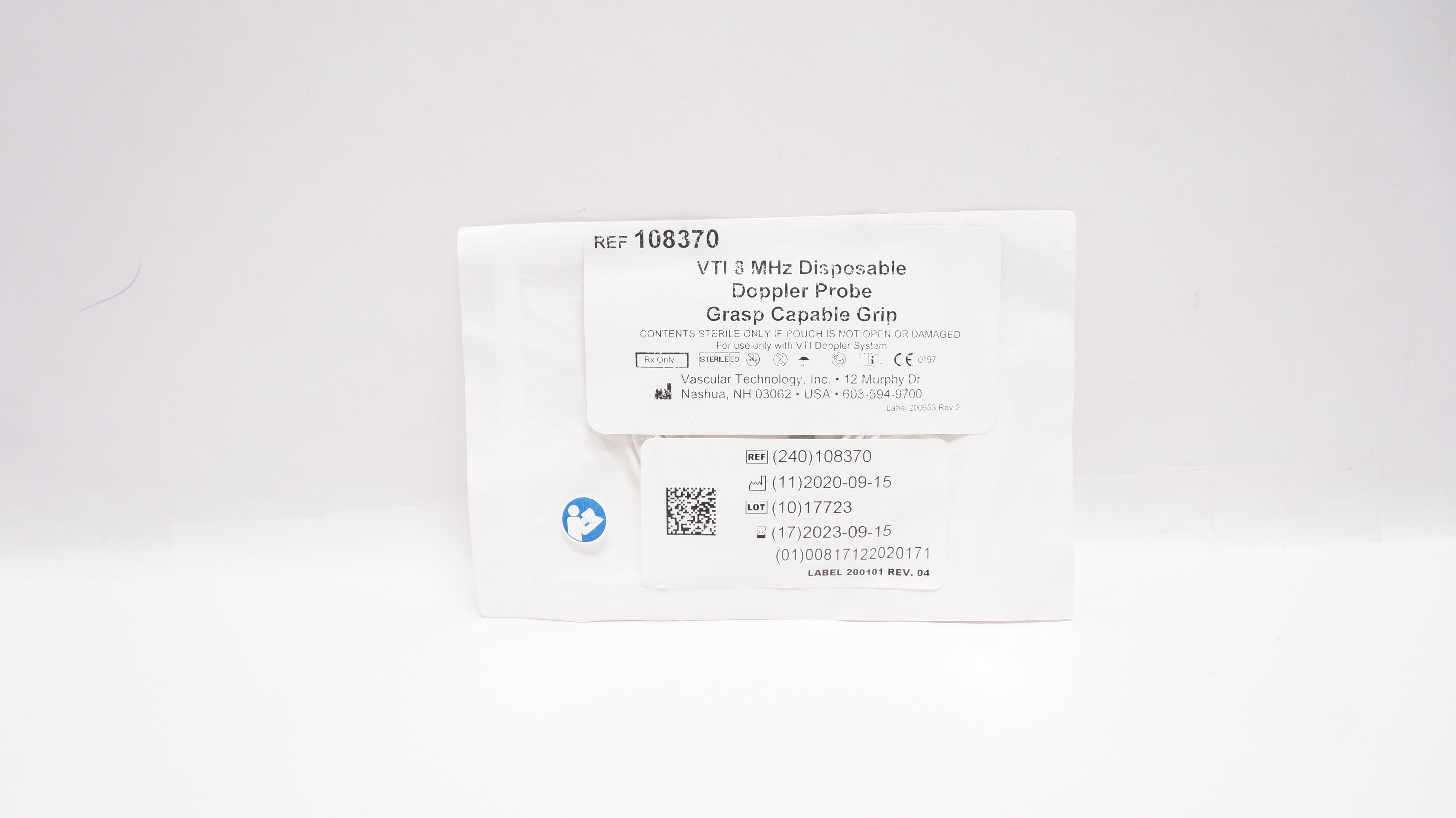 Vascular Technology 108370 VTI 8 MHz Disposable Doppler Probe Grasp Grip (x)