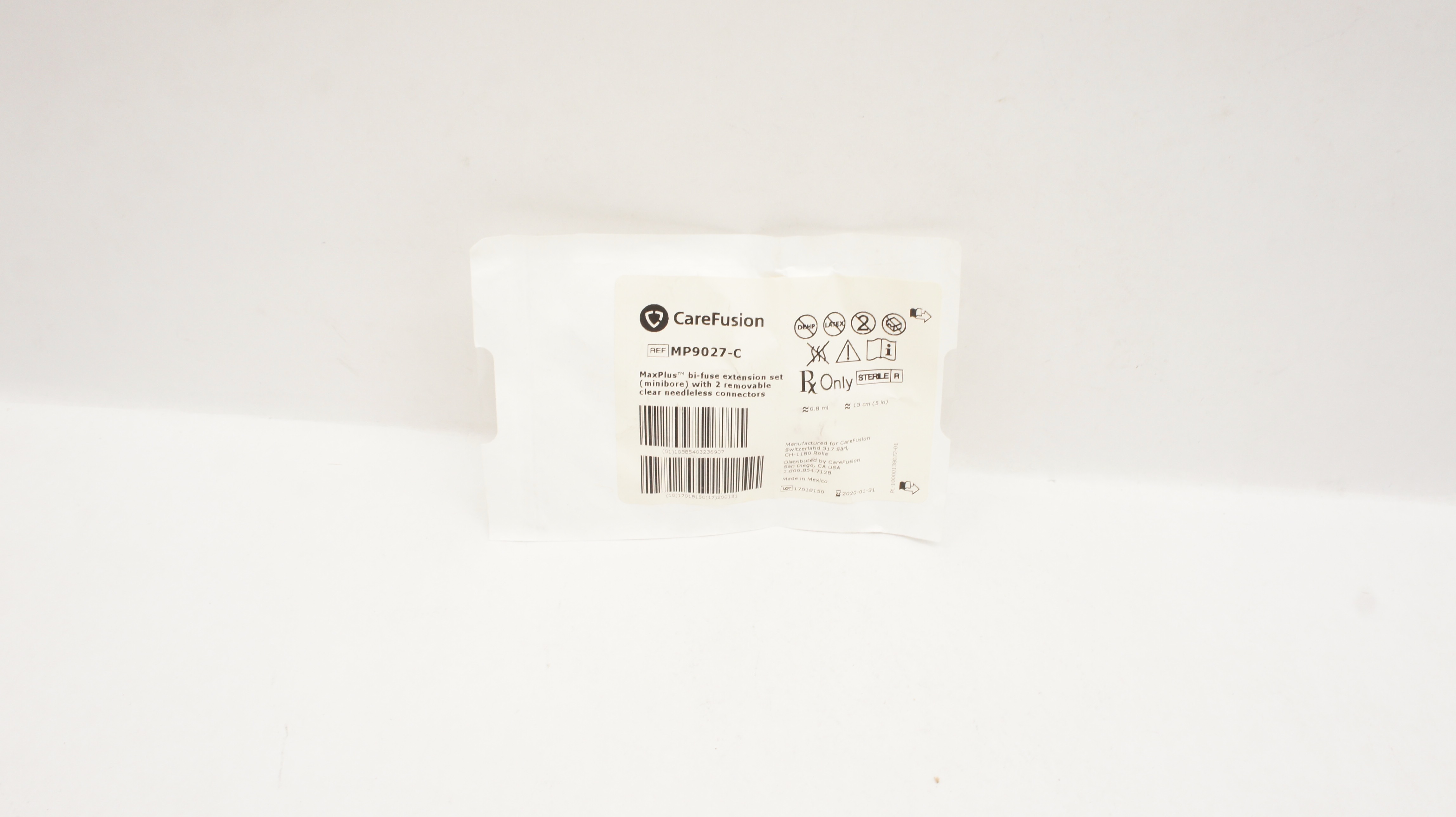 CareFusion MP9027-C MaxPlus Bi-Fuse Extension Set 0.8ml x 5inch (x)