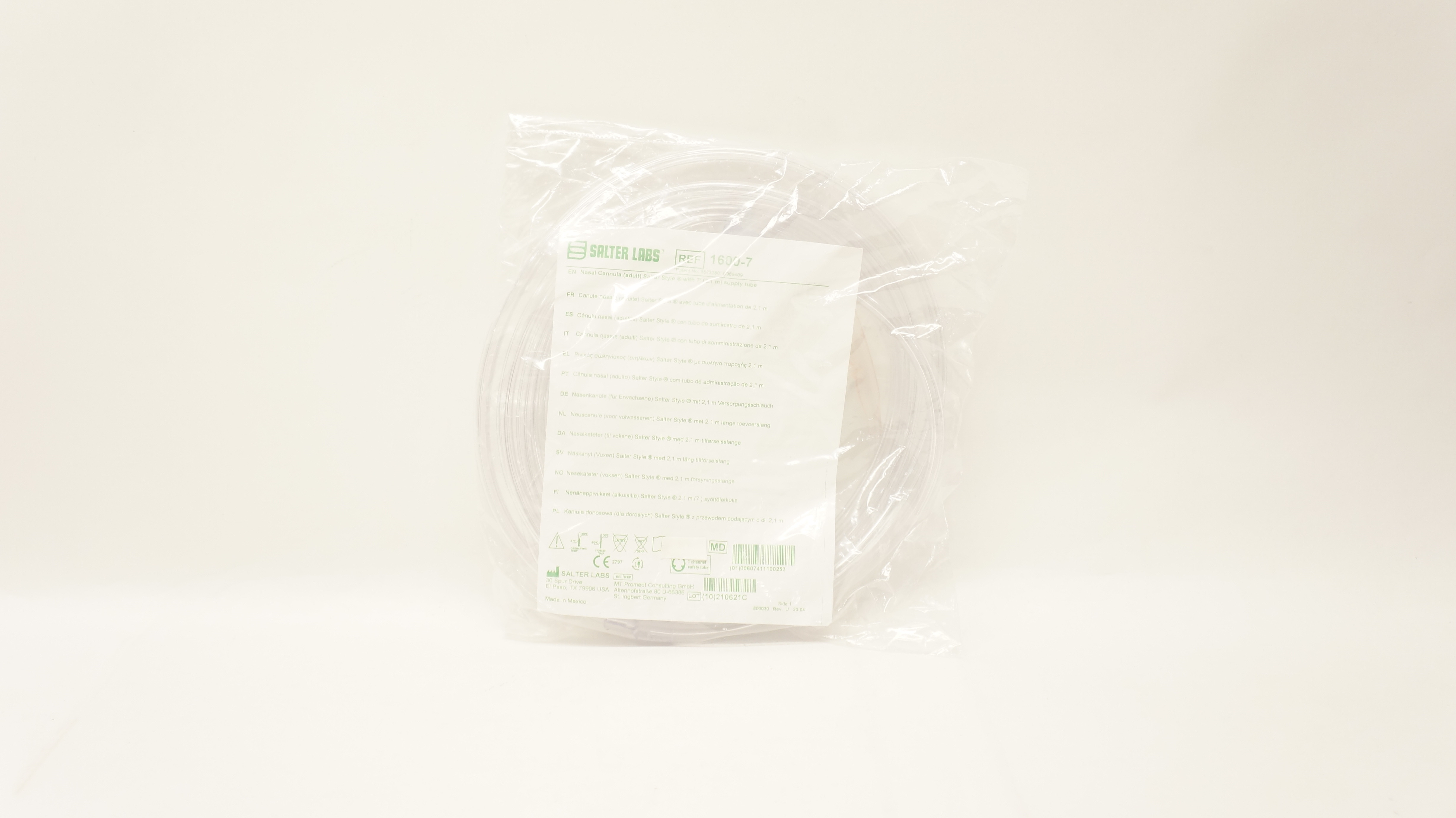 Salter Labs 1600-7 Nasal Cannula (Adult) Salter Style With 7Ft. Supply Tube