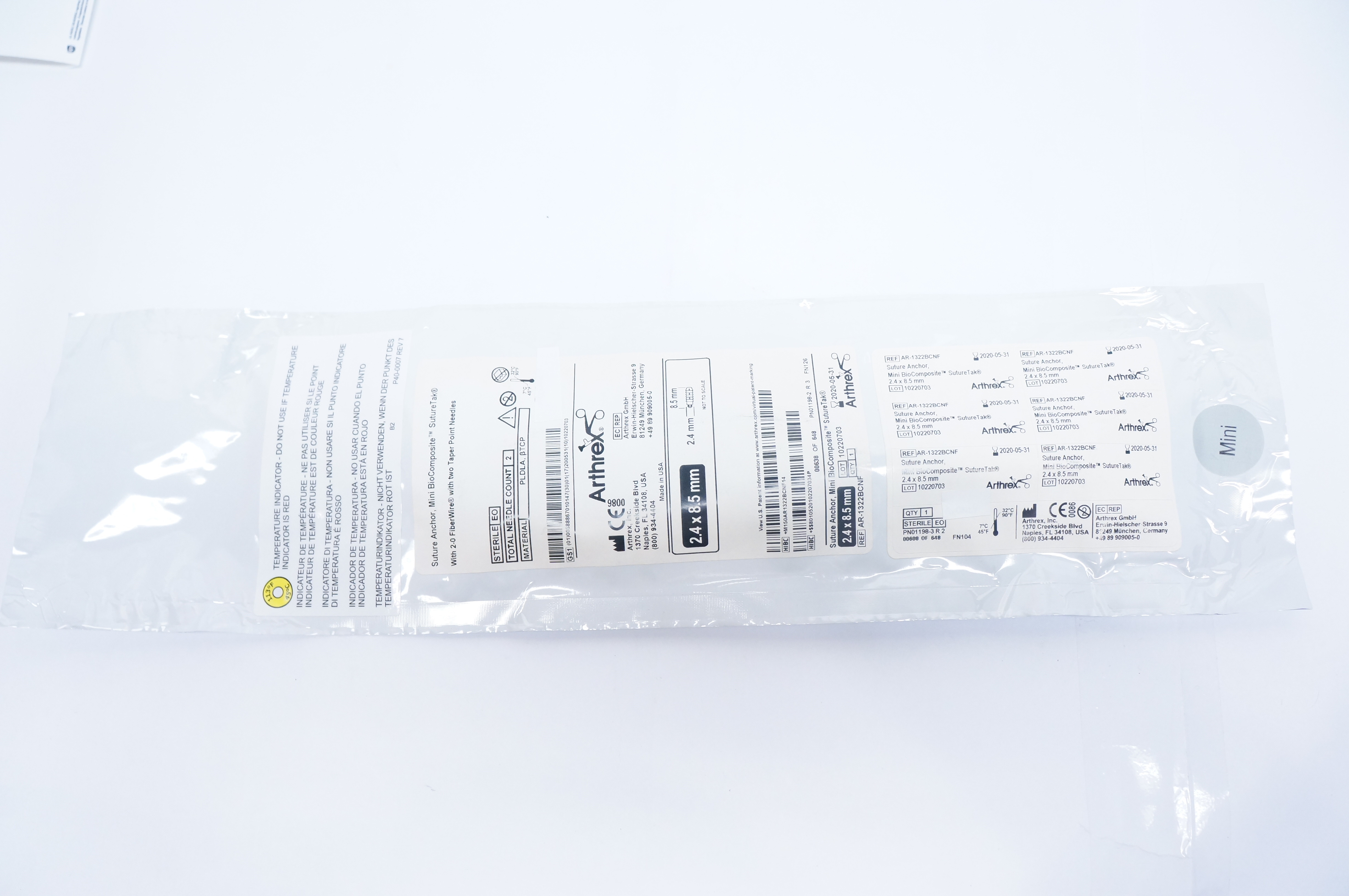Arthrex AR-1322BCNF Stre Anchor, Mini BioComposite SutureTak 2.4 x 8.5mm (x)