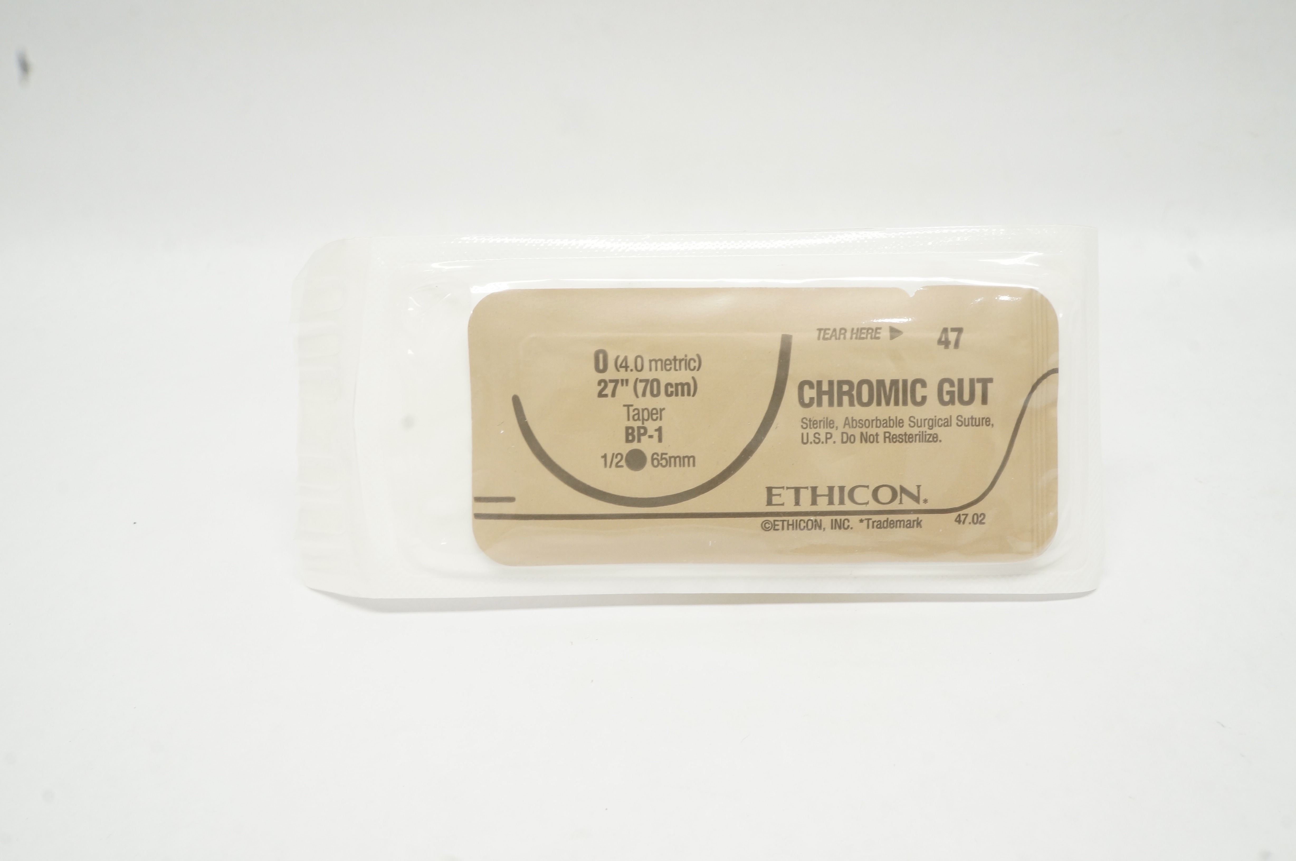 Ethicon 47 0 CHROMIC GUT BP-1 65mm 1/2c Taper 27inch
