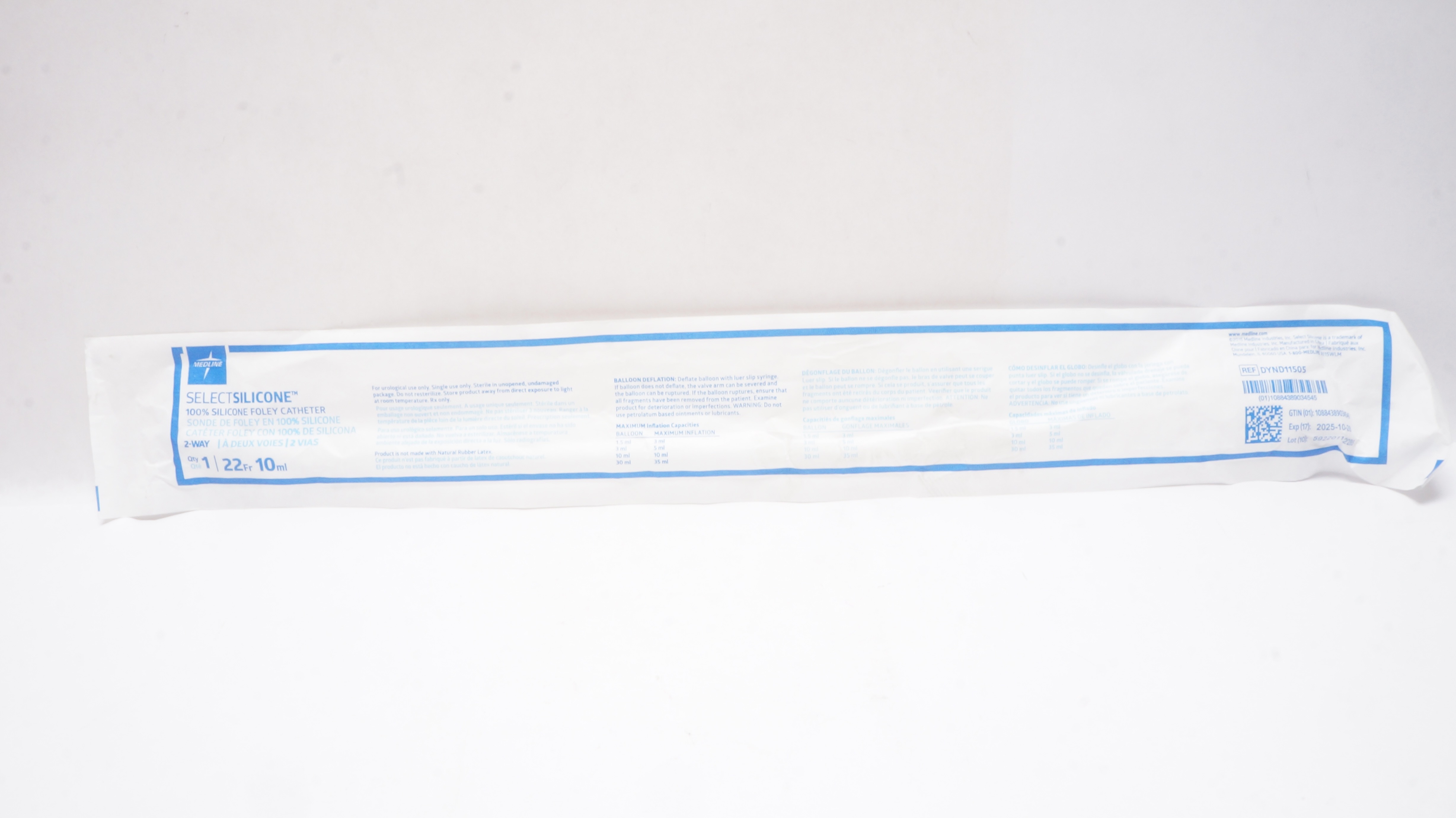 Medline DYND11505 SelectSilicone 100% Foley Cath. 2-Way 10Fr, 3mL