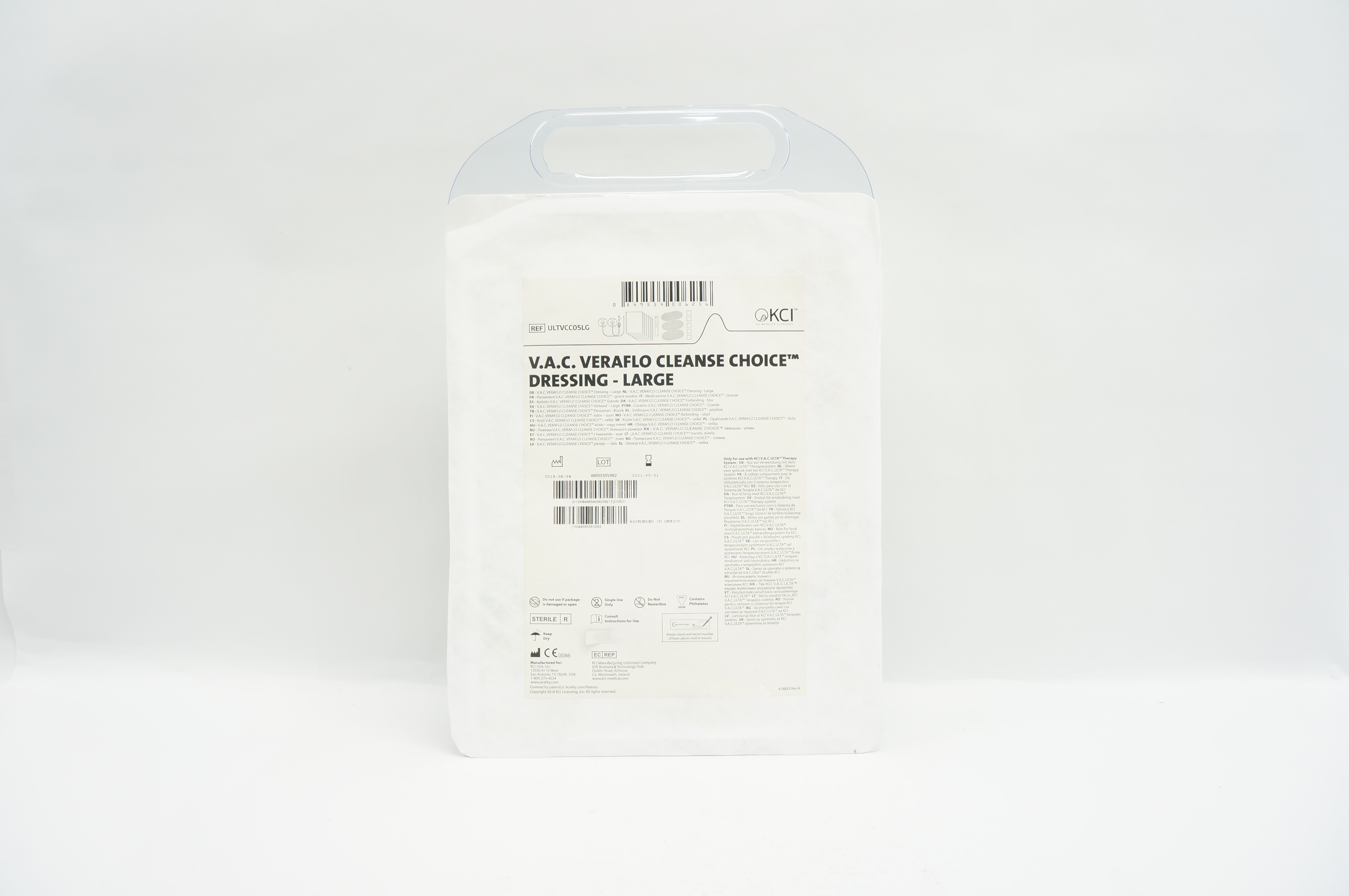 KCI ULTVCC05LG V.A.C. VeraFlo Cleanse Choice Dressing Large (x)