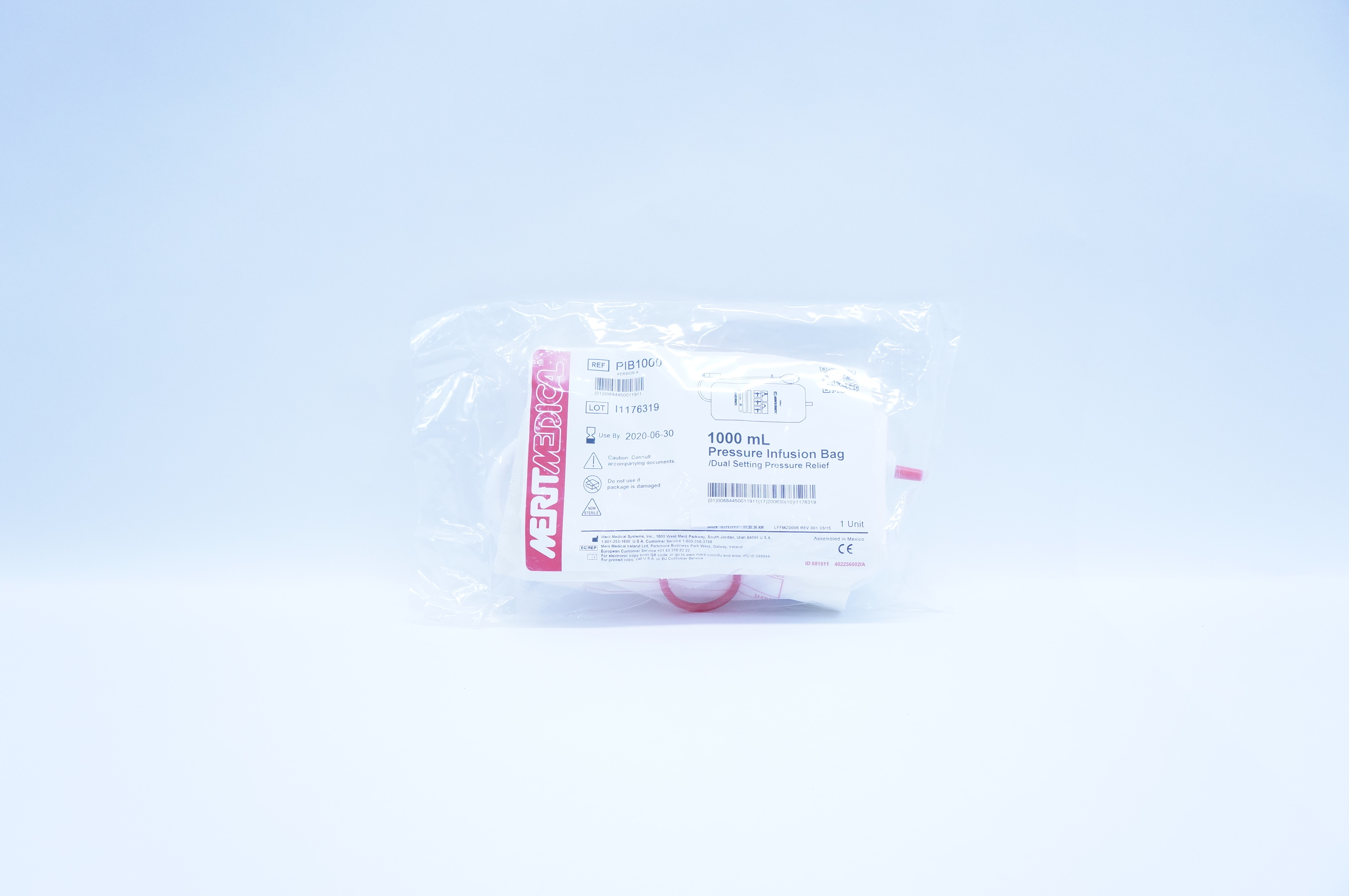 Merit Medical PIB1000 1000mL Pressure Infusion Bag Dual Setting Pressure (x)