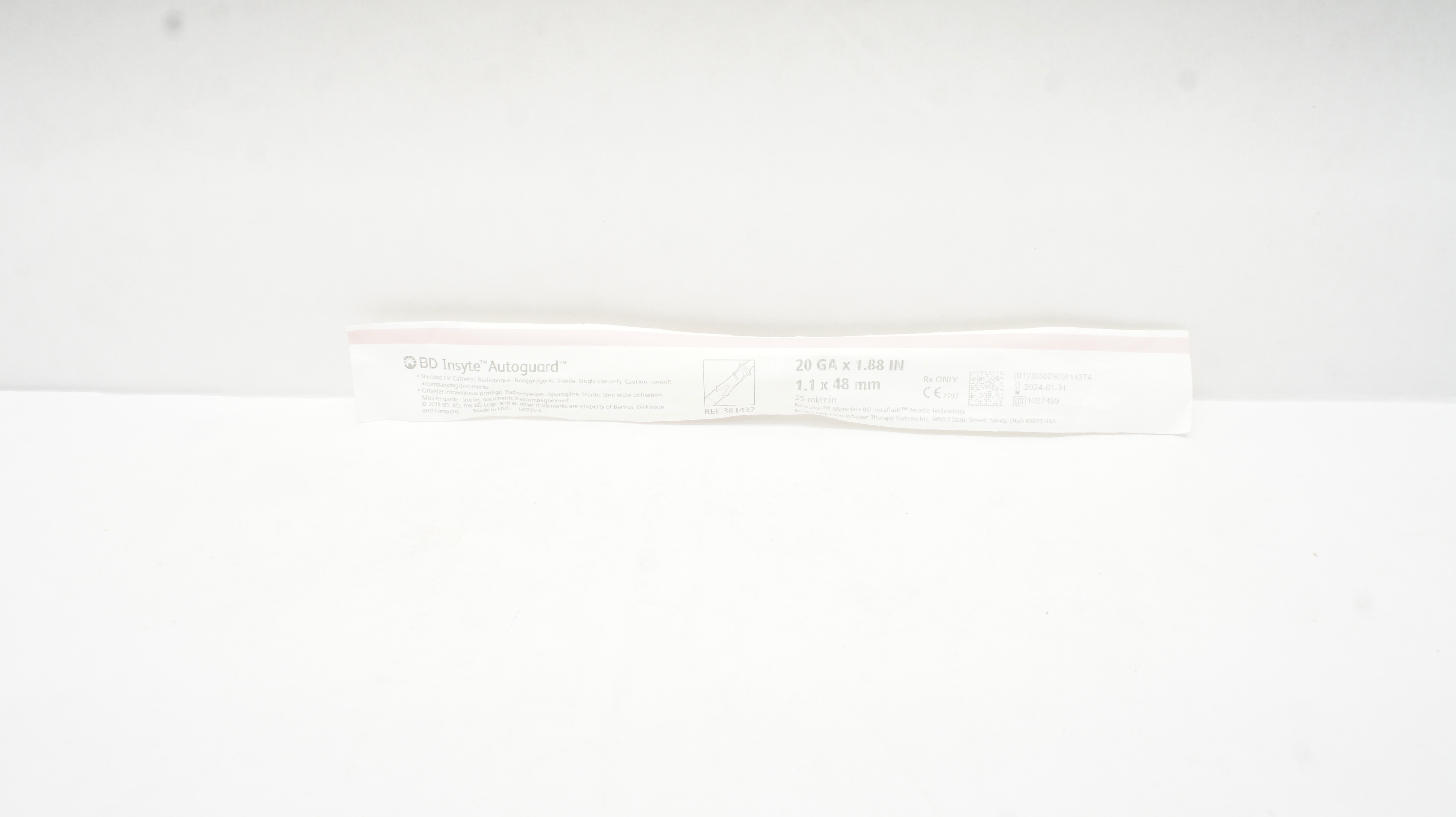 BD 381437 Insyte Autoguard Shielded IV Cath. 20Ga x 1.88inch (x)