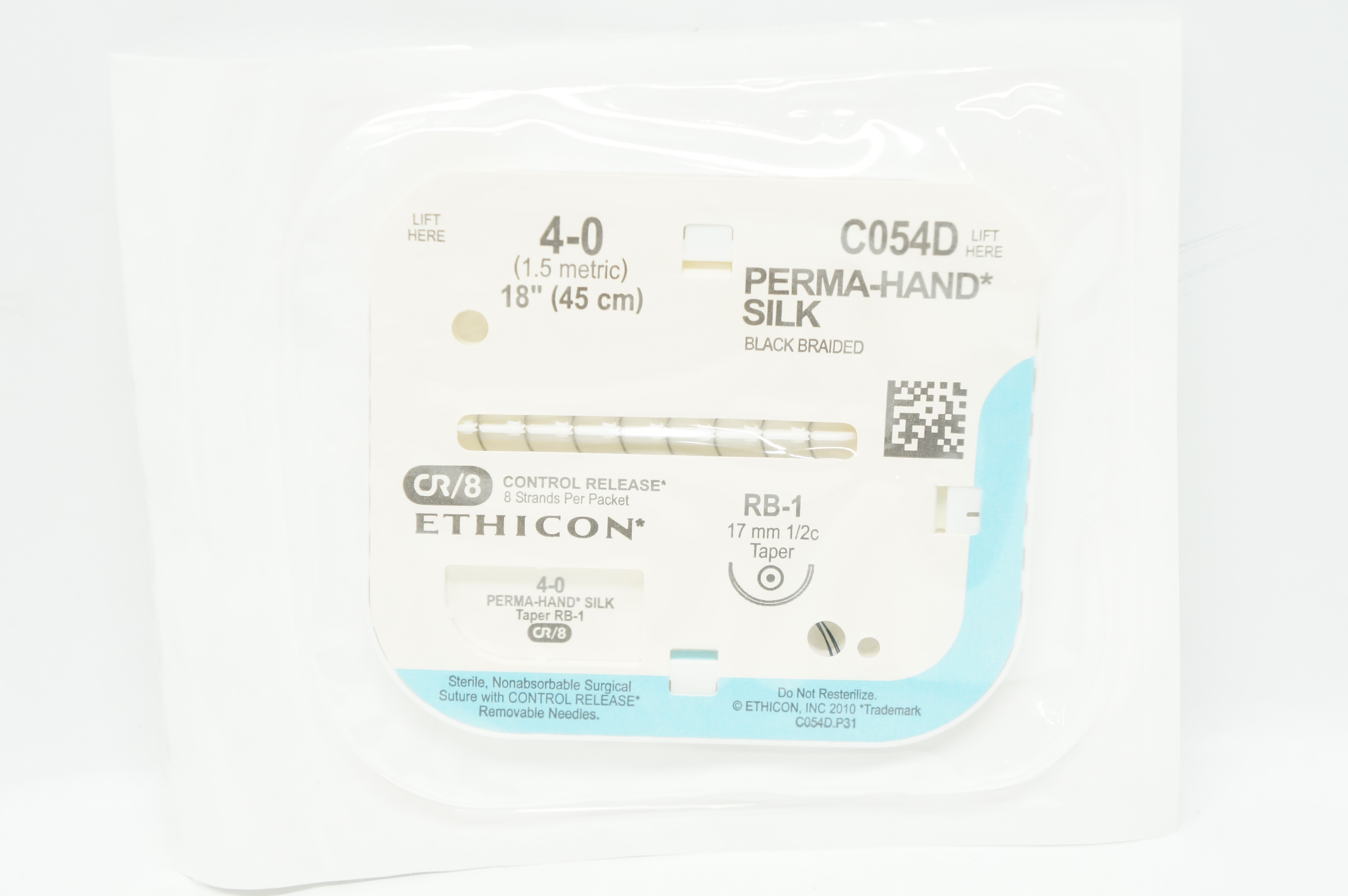 Ethicon C054D 4-0 PERMA-HAND SILK, RB-1, 17mm 1/2c Taper, 18inch (x)