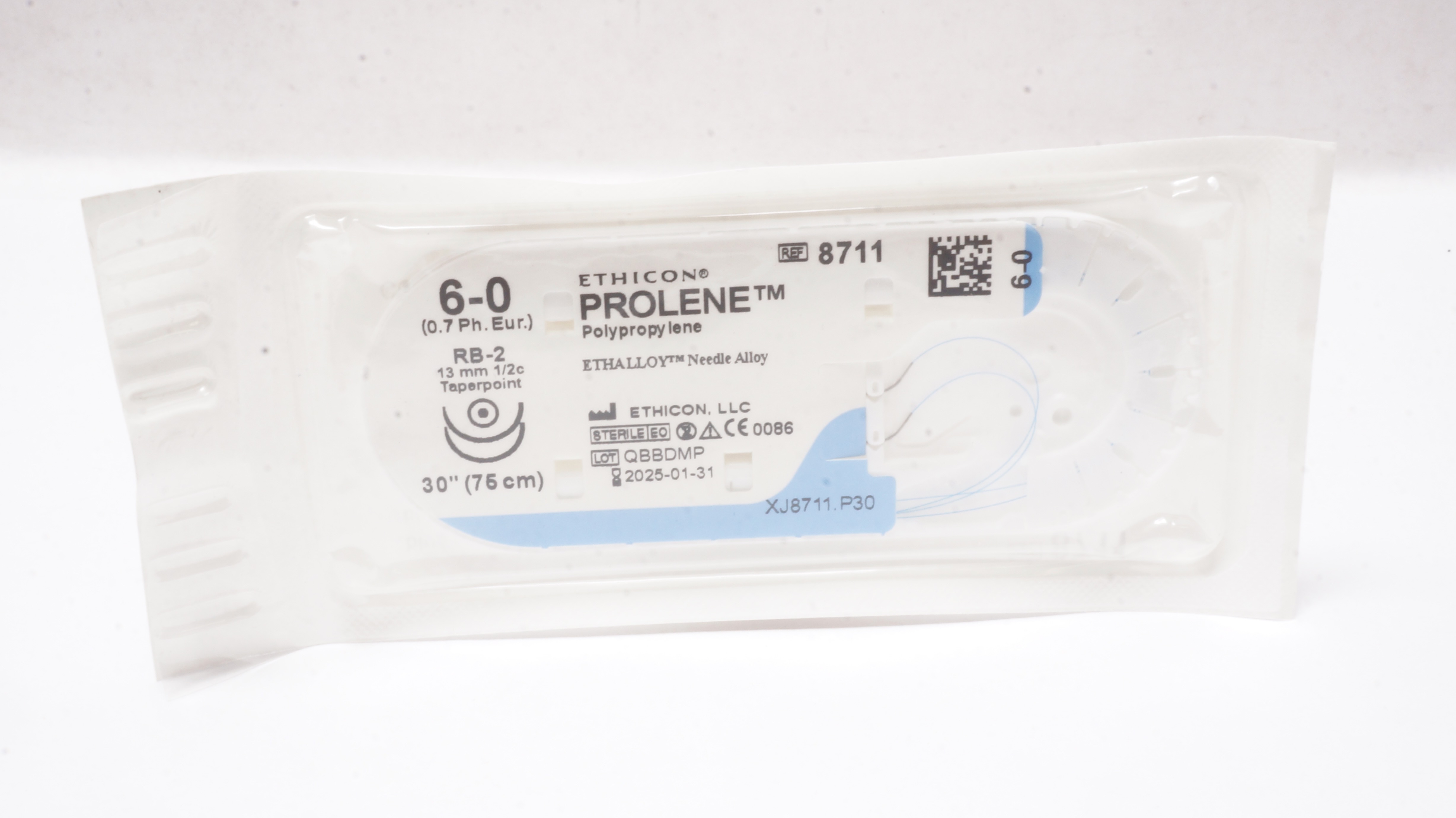Ethicon 8711 6-0 PROLENE, RB-2, 13mm 1/2c Taper, 30inch