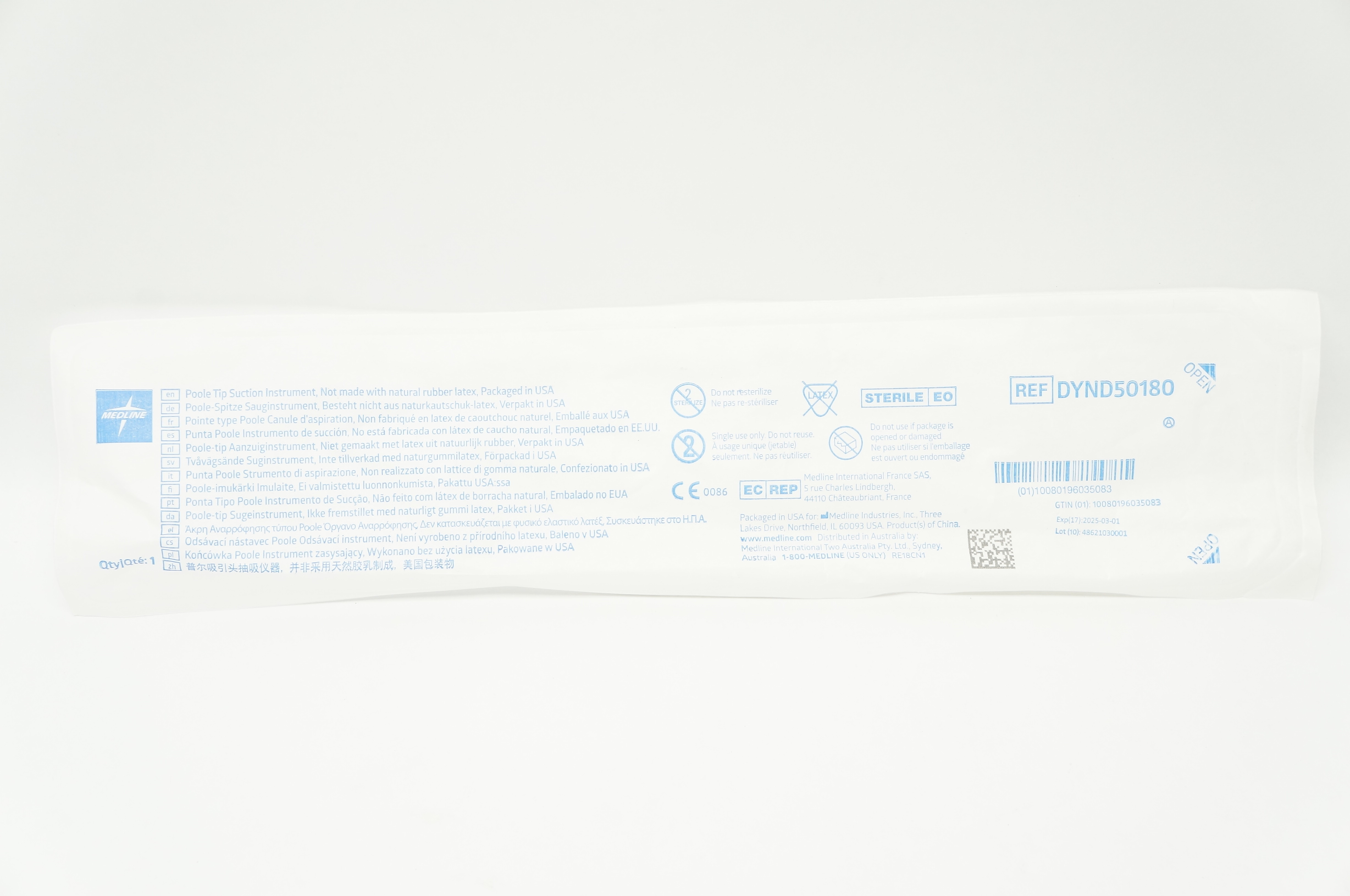 Medline DYND50180 Poole Tip Suction Instrument