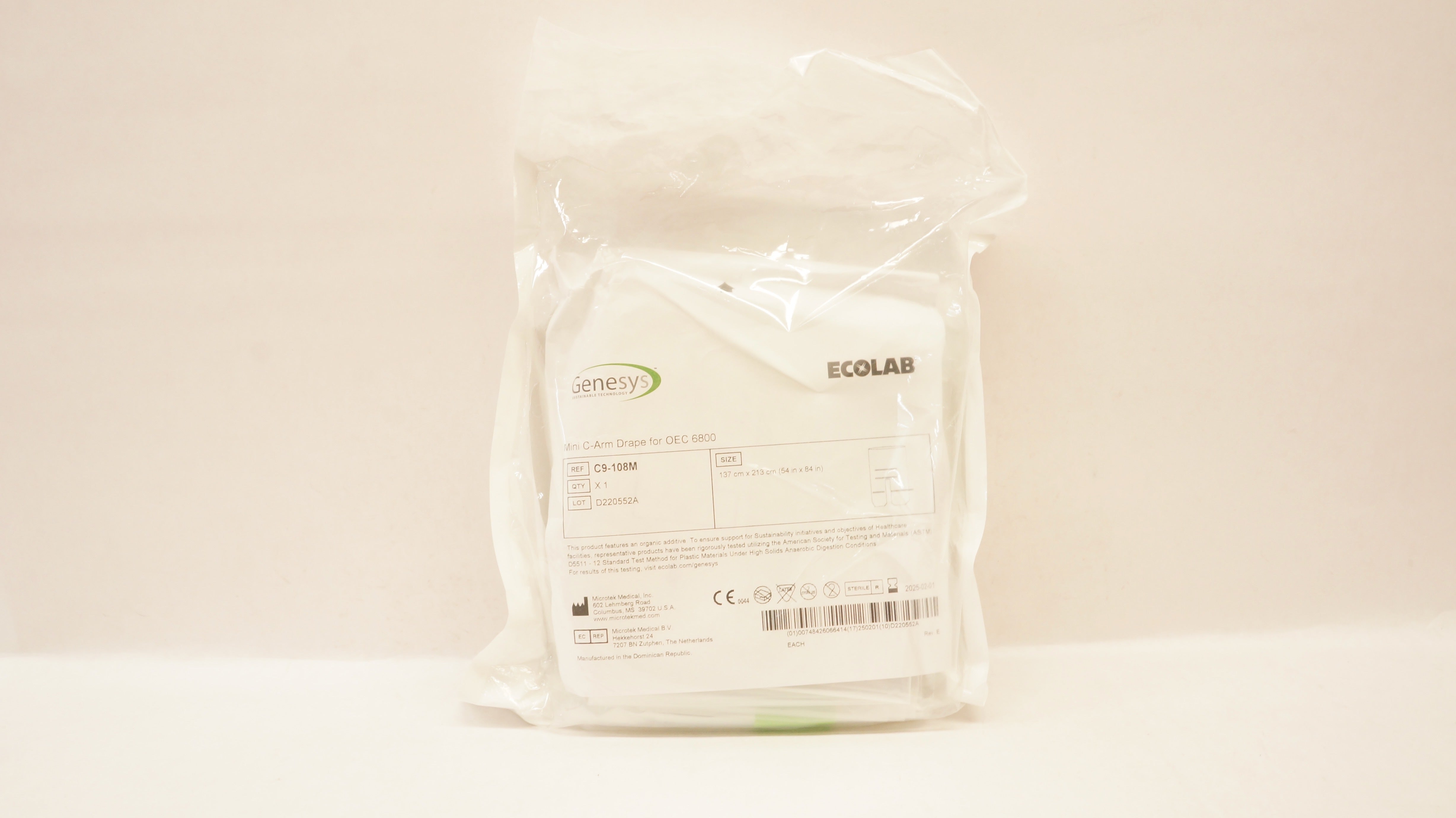 Microtek C9-108M Ecolab Genesys Mini C-Arm Drape for OEC 6800 54inch x 84inch