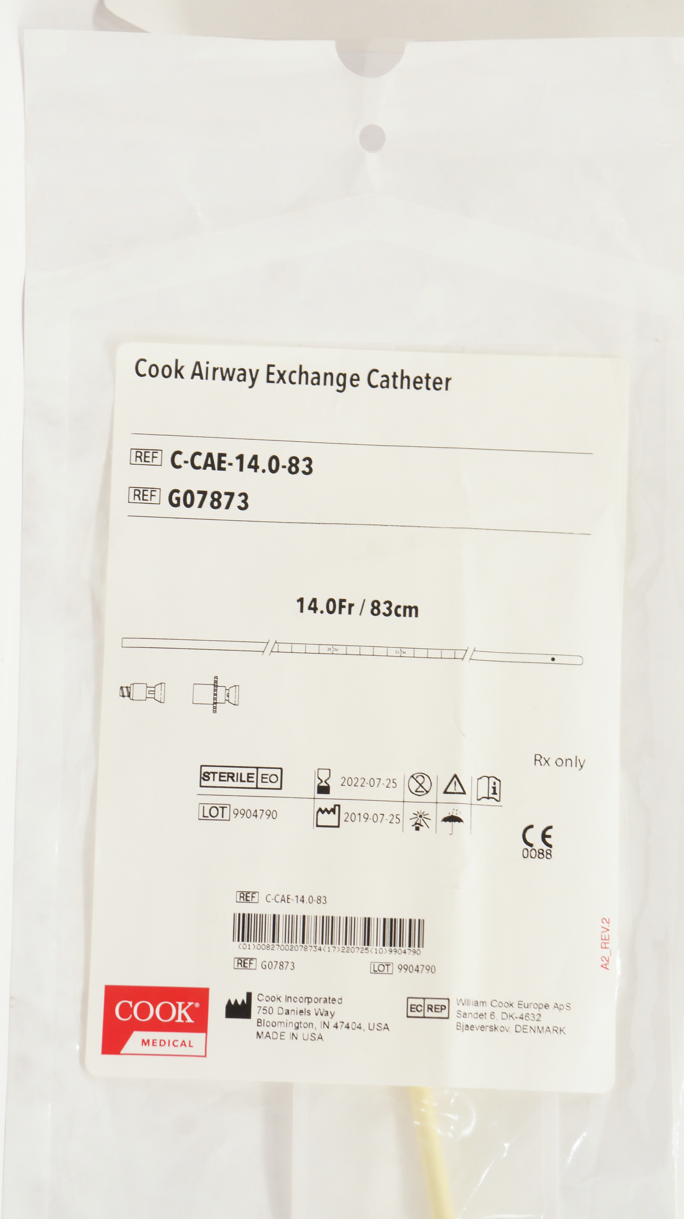 Cook G07873 Airway Exchange Cath. 14.0Fr x 83cm