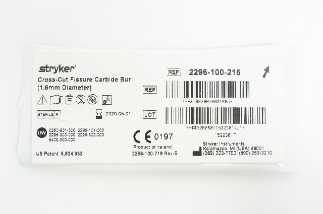 Stryker 2296-100-216 Cross-Cut Fissure Carbide Bur 1.6mm (x)