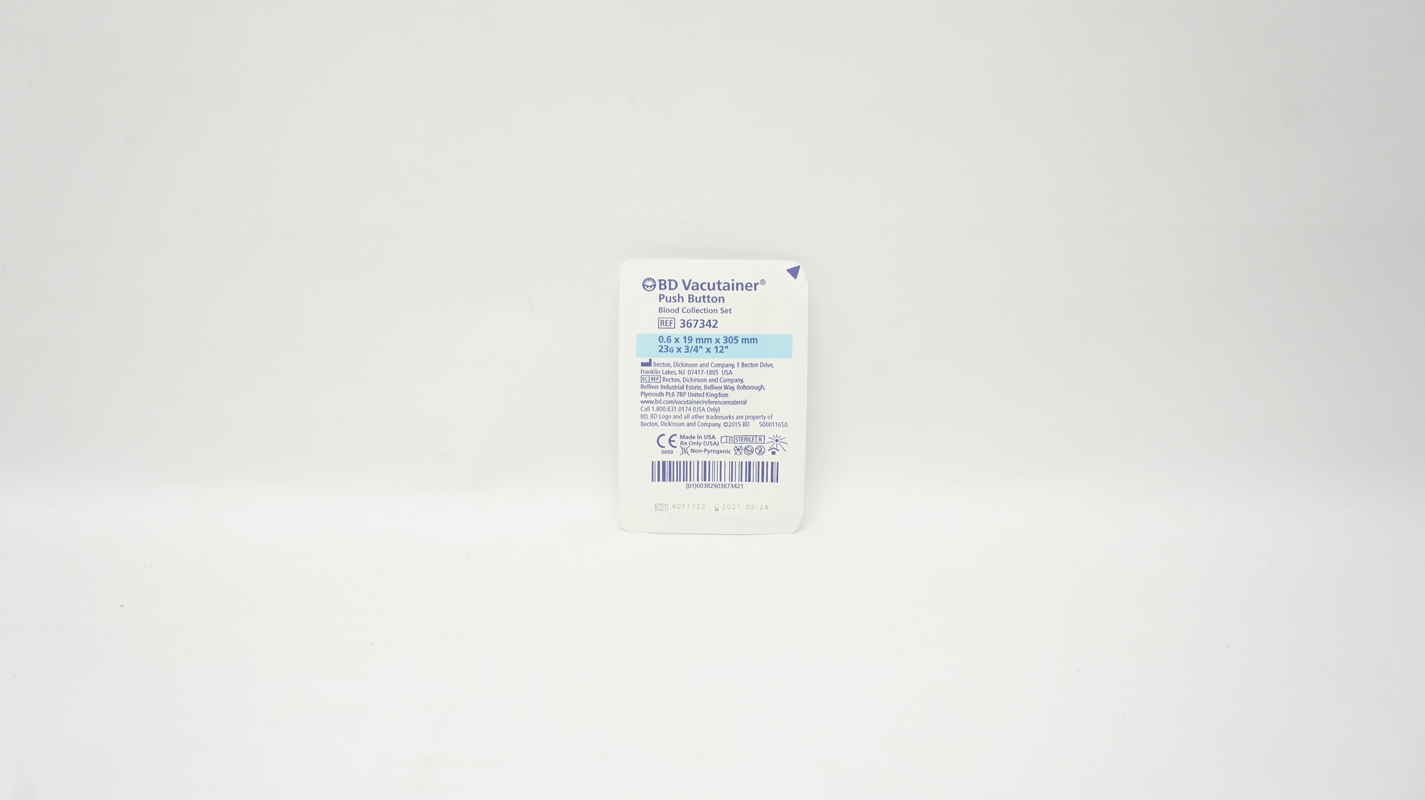 BD 367342 Push Button Blood Collection Set 23G x 3/4inch x 12inch (x)