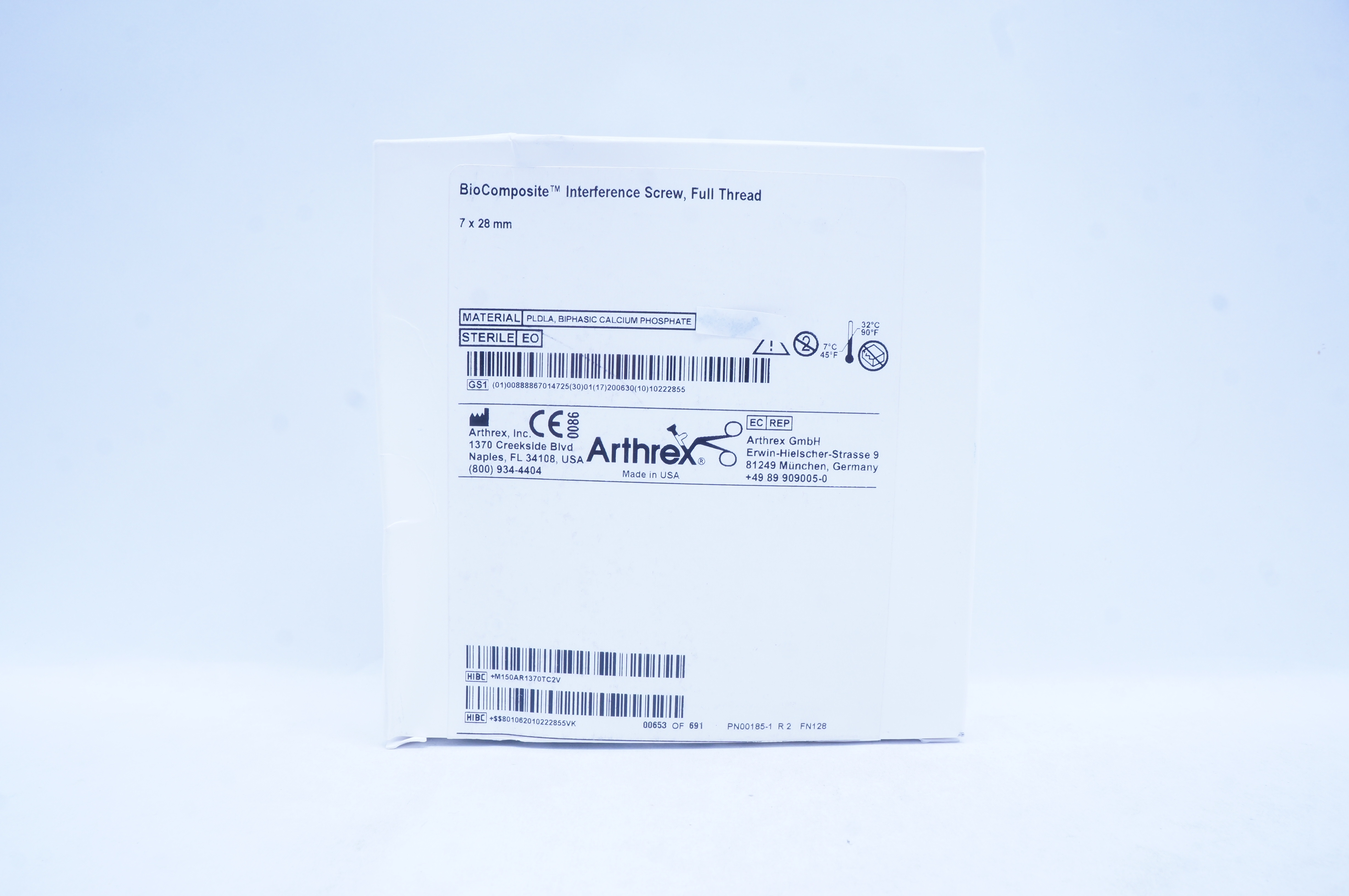 Arthrex AR-1370TC BioComposite Interference Screw, Full Thread, 7 mm x 28 mm (x)