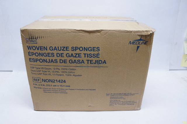 Medline NON21424 Woven Gauze Sponges 4inch x 4inch - Box of 600