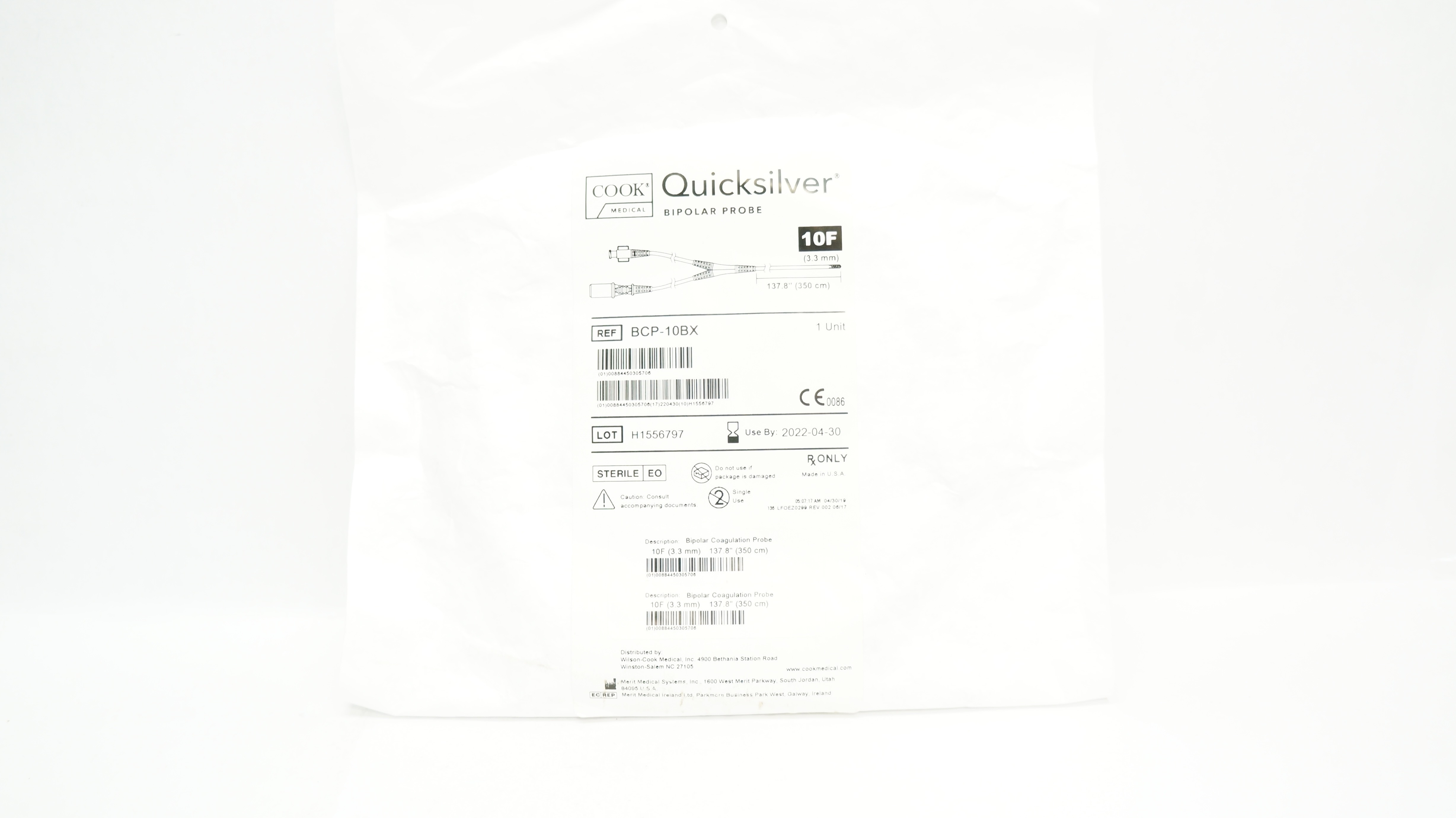 Cook Medical BCP-10BX Quicksilver Bipolar Probe 10F x 137.8inch (x)