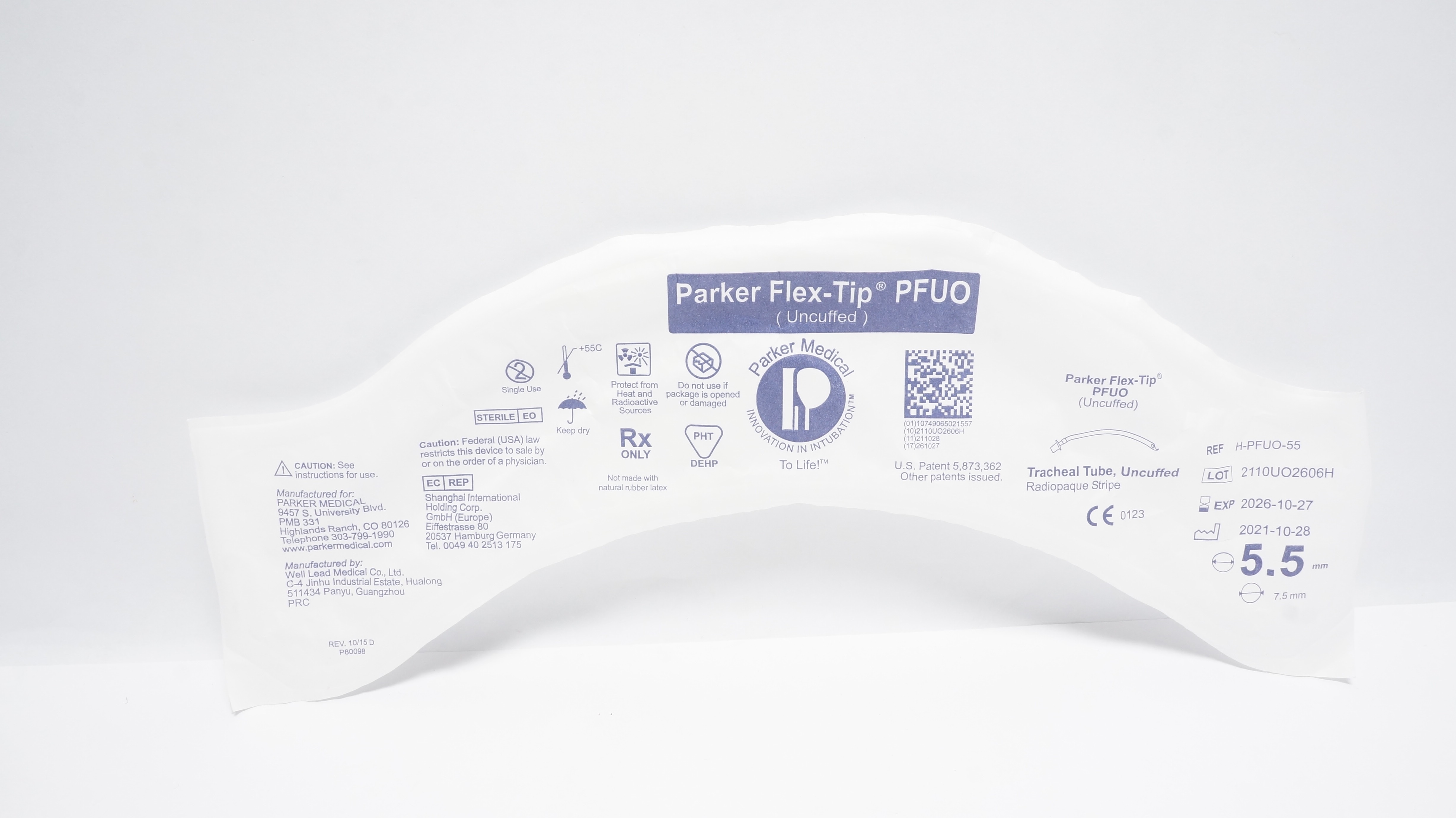 Parker Medical H-PFUO-55 Parker-Flex-Tip PFUO, Uncuffed 5.5mm x 7.5mm