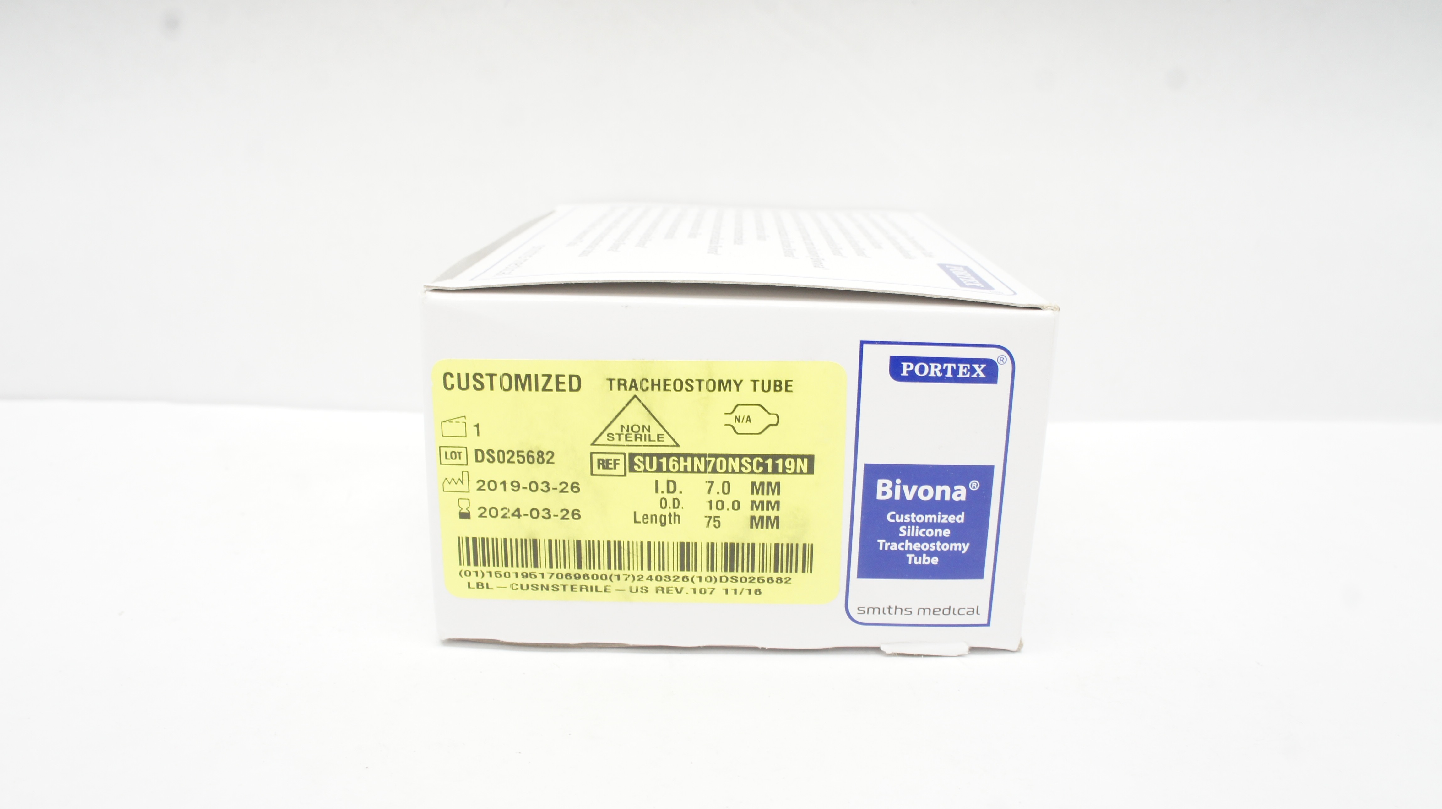 Smiths Medical SU16HN70NSC119N Bivona Customized Tracheostomy Tube 7.0mm (x)