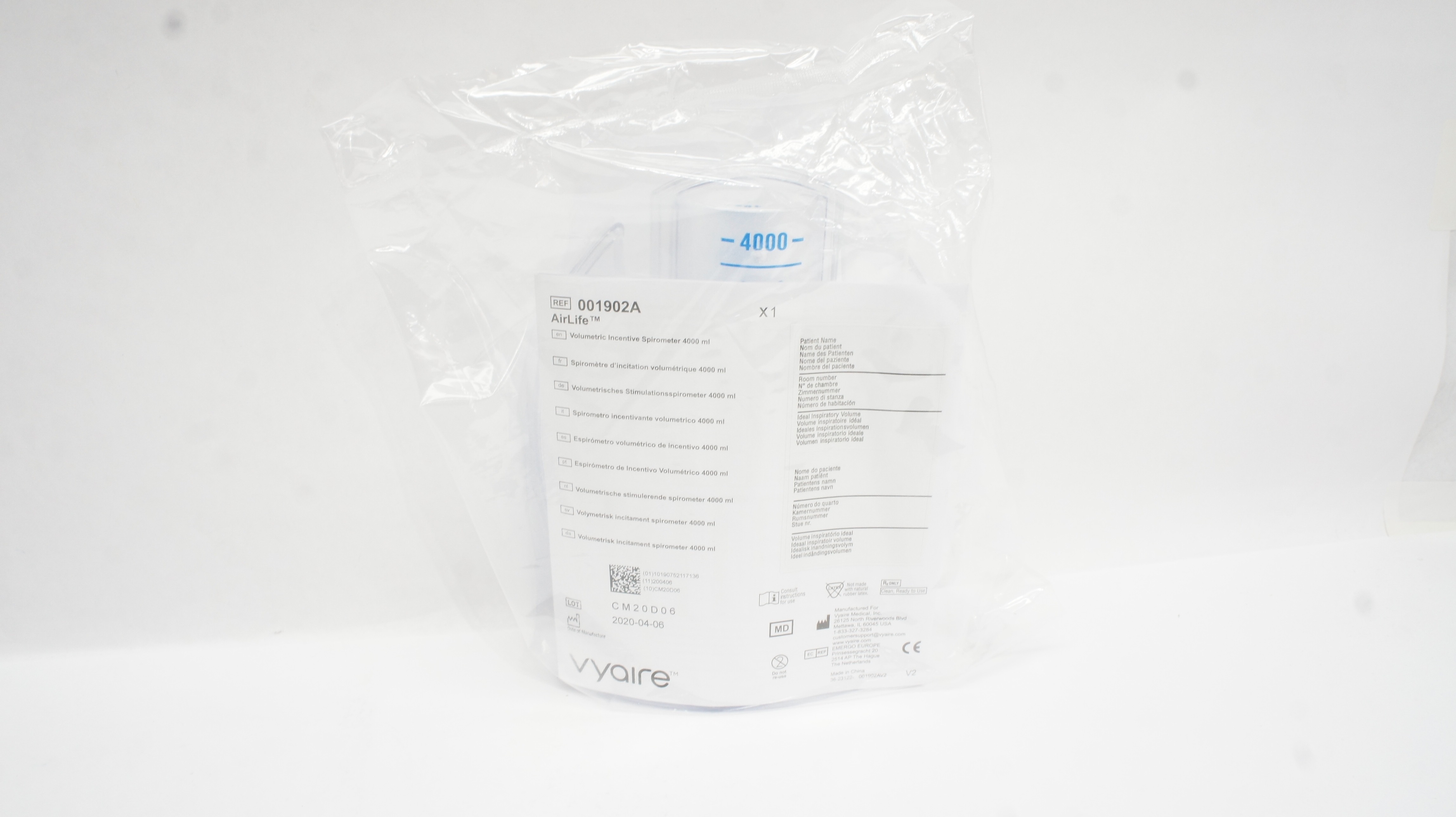 Vyaire 001902A AirLife Volumetric Incentive Spirometer 4000 ml