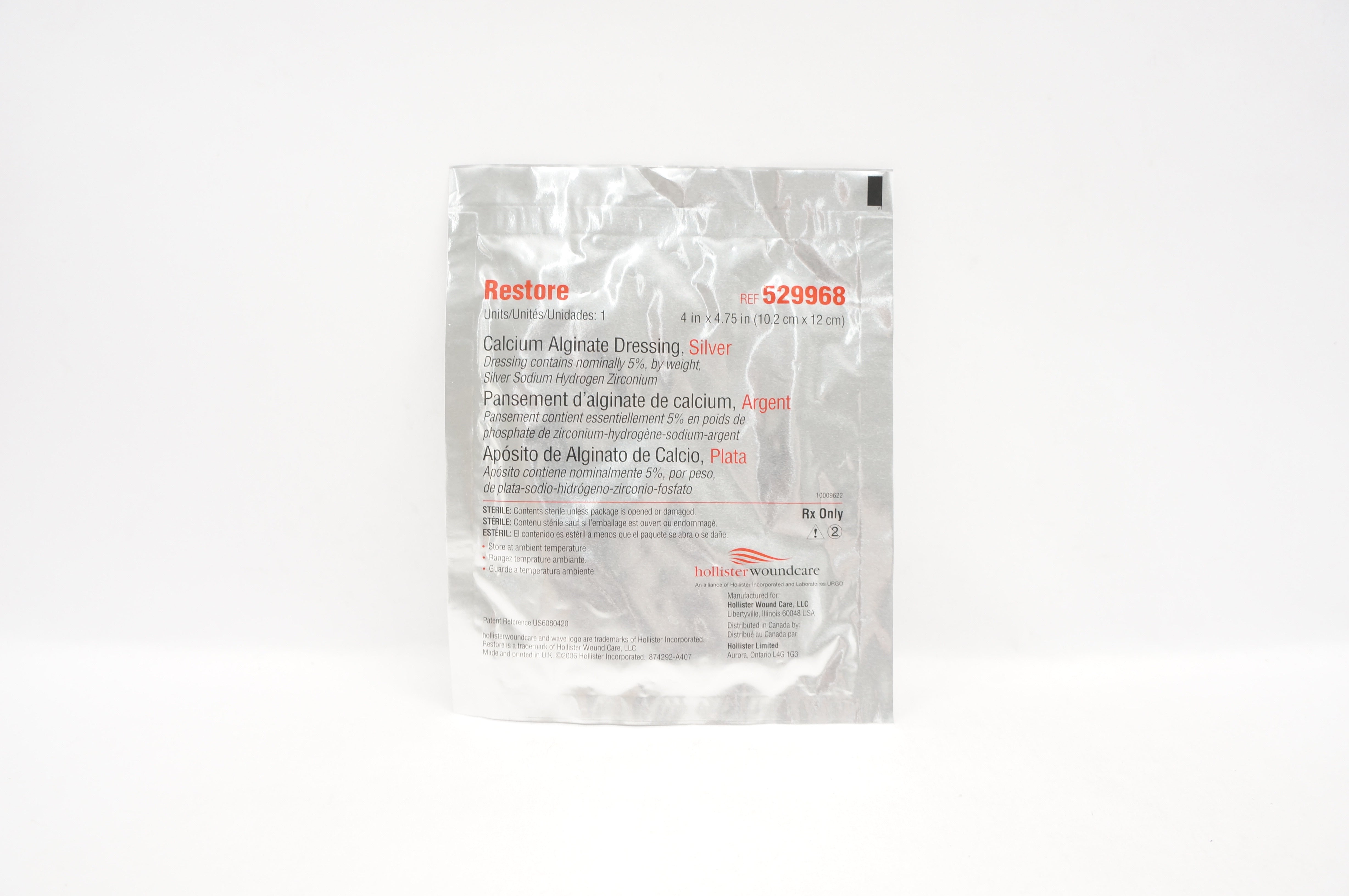 Hollister 529968 Calcium Alginate Silver Dressing 4inch x 4.75inch(x)