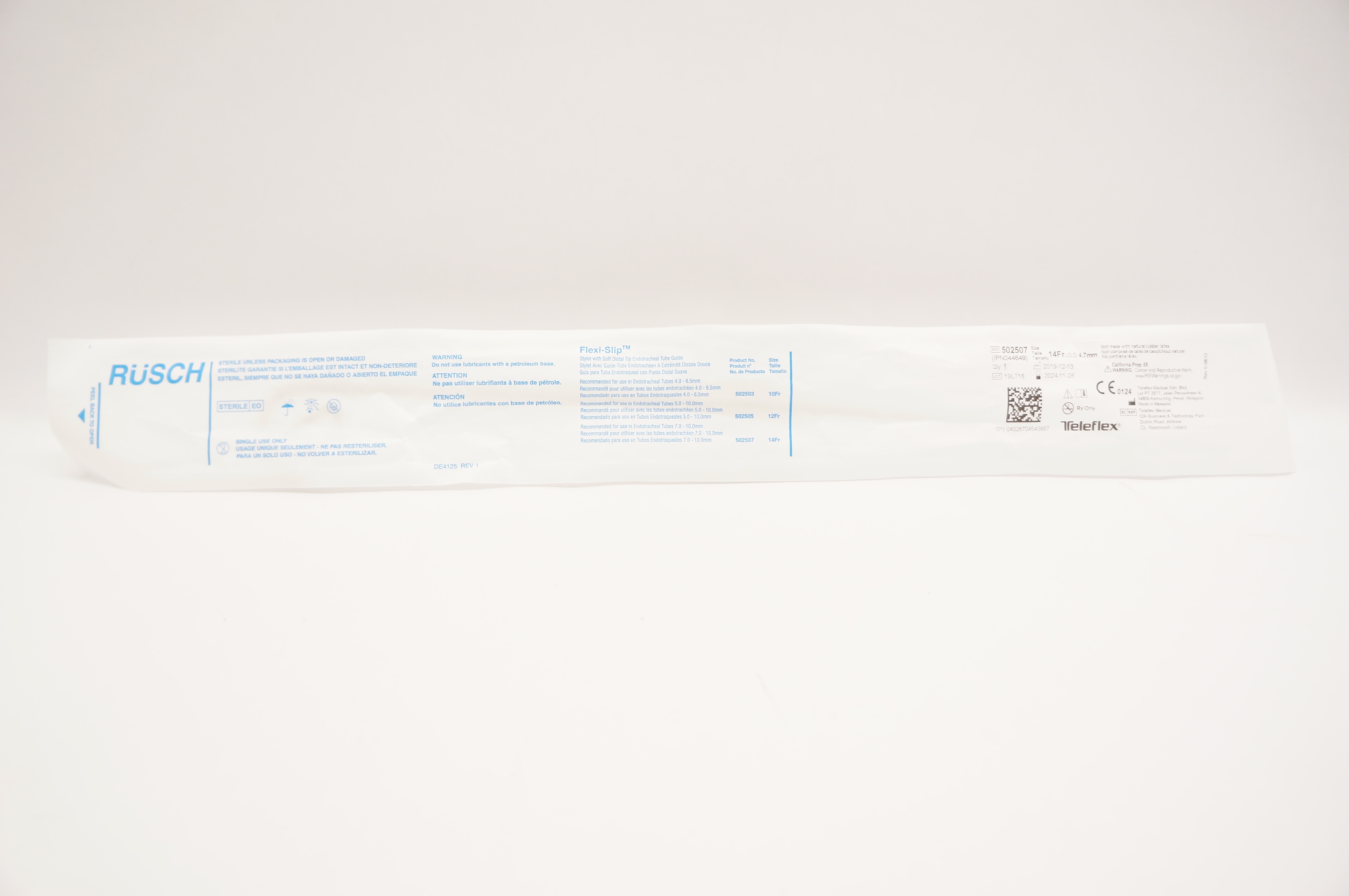 Teleflex 502507 Rusch Flexi-Slip Stylet With Soft Distal Tip 14Fr x 4.7mm OD