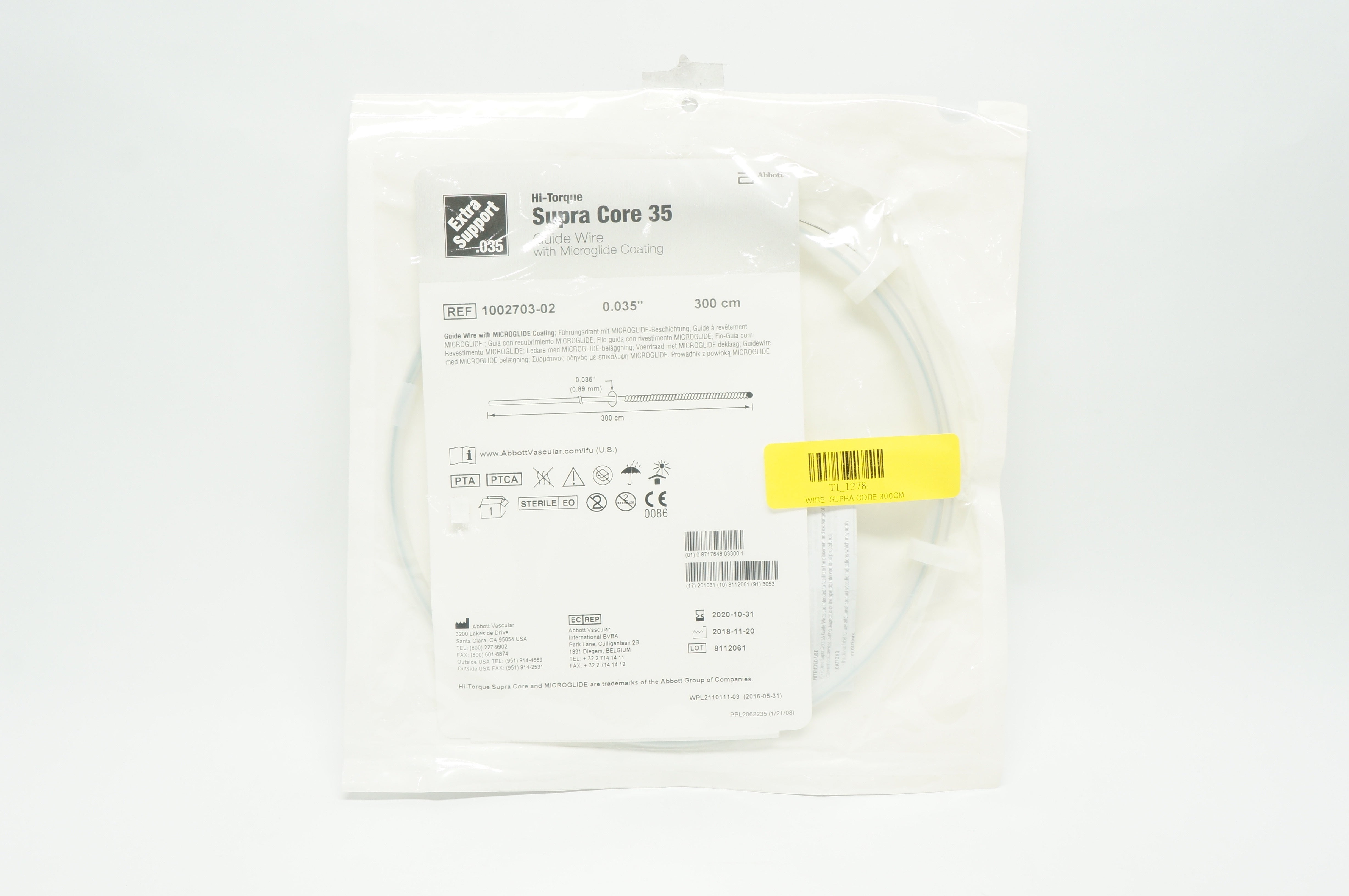 Abbott 1002703-02 Guide Wire with Microglide Coating 0.035inch x 300cm (x)