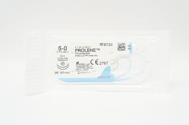 Ethicon 8720 5-0 PROLENE Polypropylene, C-1, 13mm 3/8c Taperpoint, 36inch