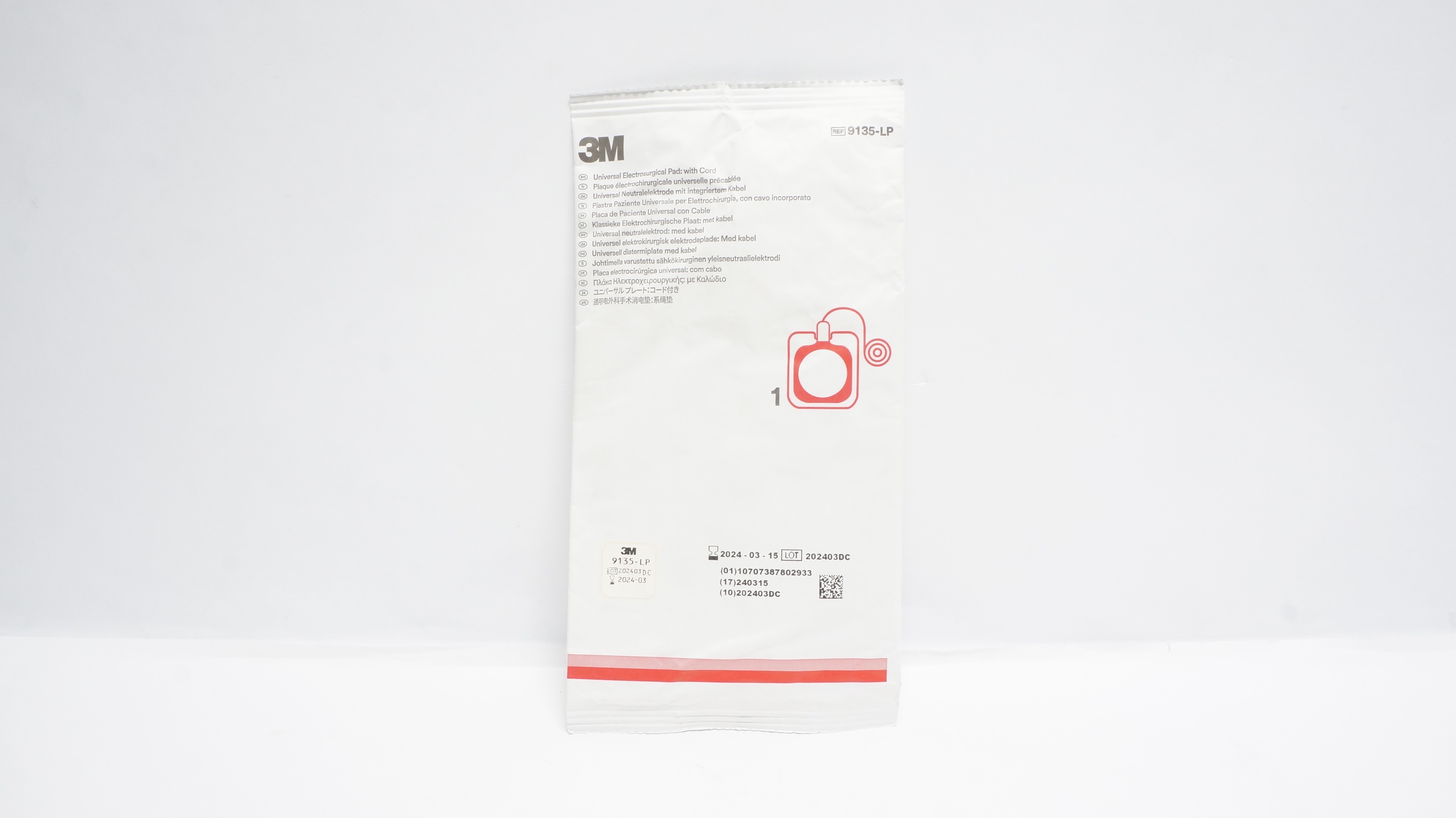 3M 9135-LP  Universal Electrosurgical Pad W/Cord (x)