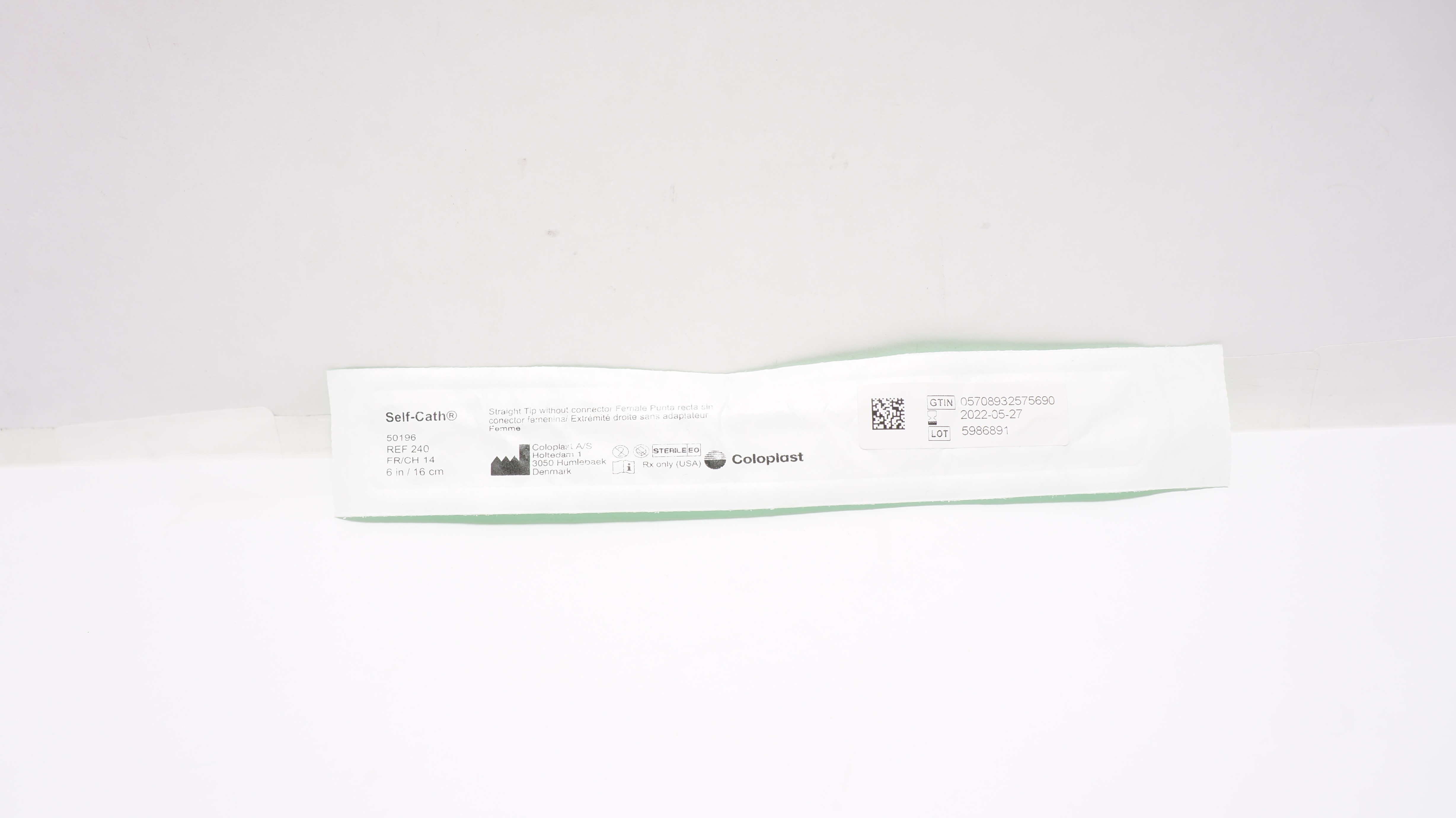 Coloplast 240 Self-Cath Urinary Cath. Straight Tip 14Fr/Ch x 6inch (x)