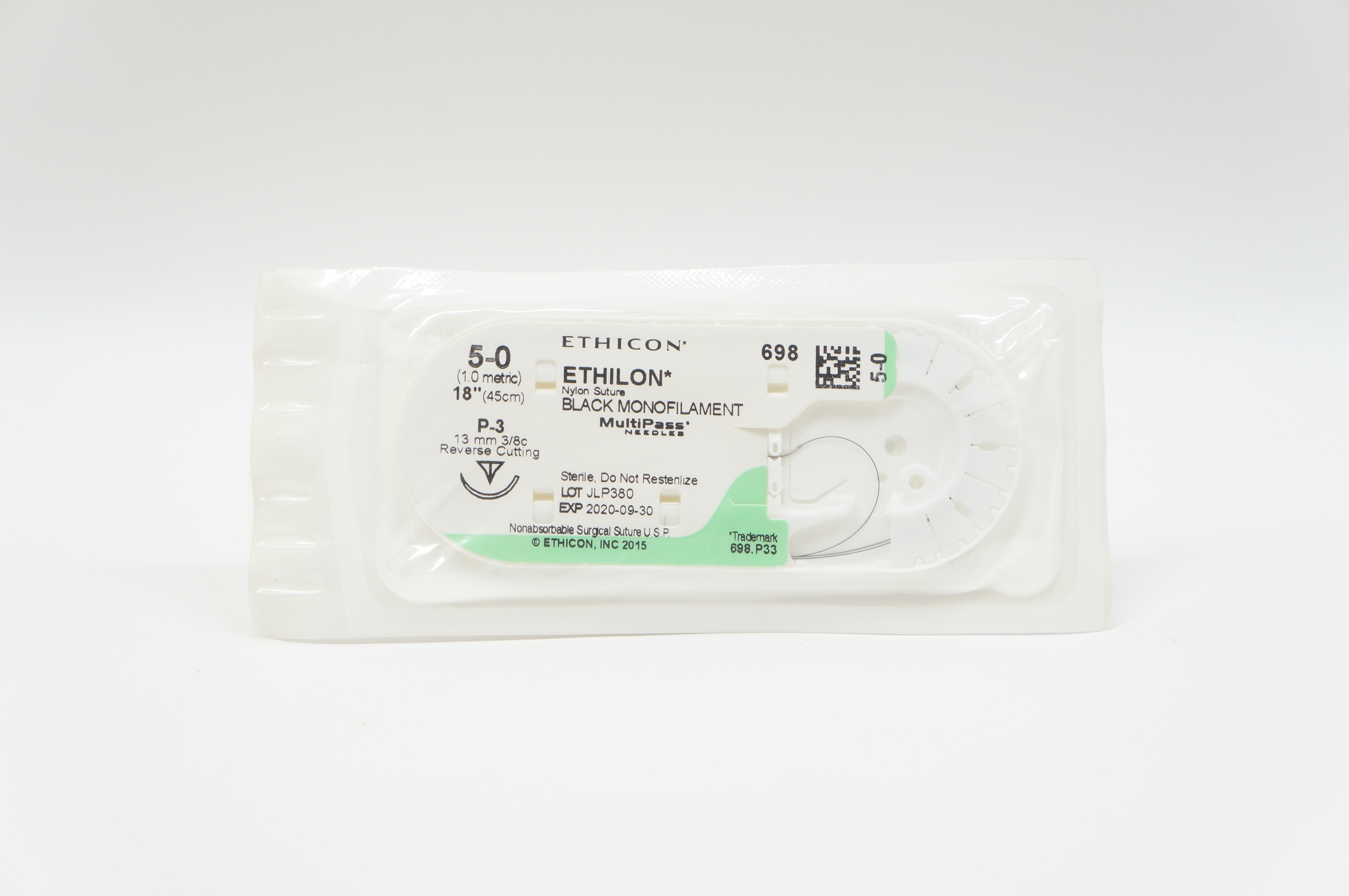 Ethicon 698 5-0 ETHILON, P-3, 13mm 3/8c Reverse Cutting, 18inch