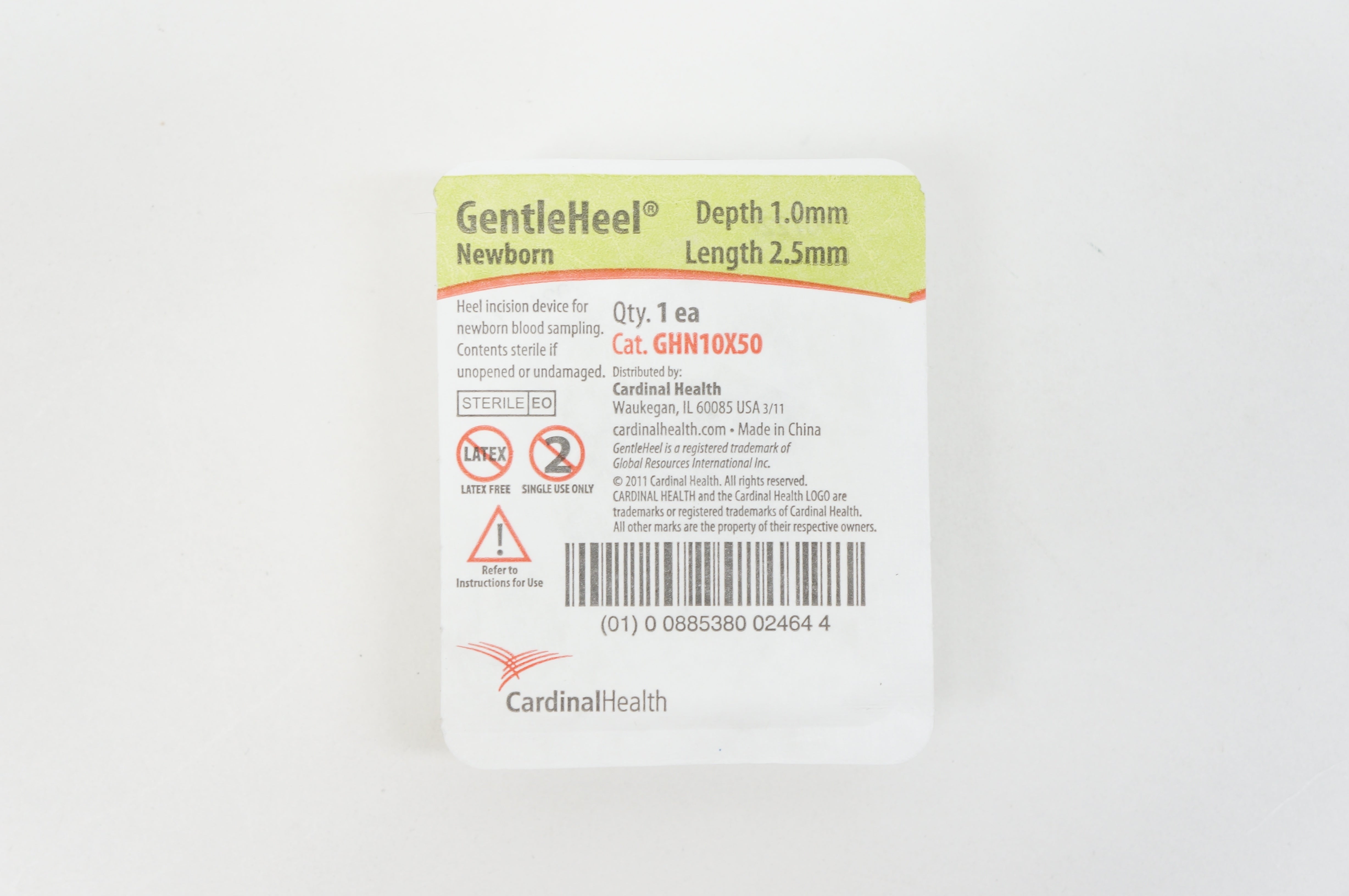 Cardinal Health GHN10X50 Gentle Heel Newborn 1.0mm x 2.5mm