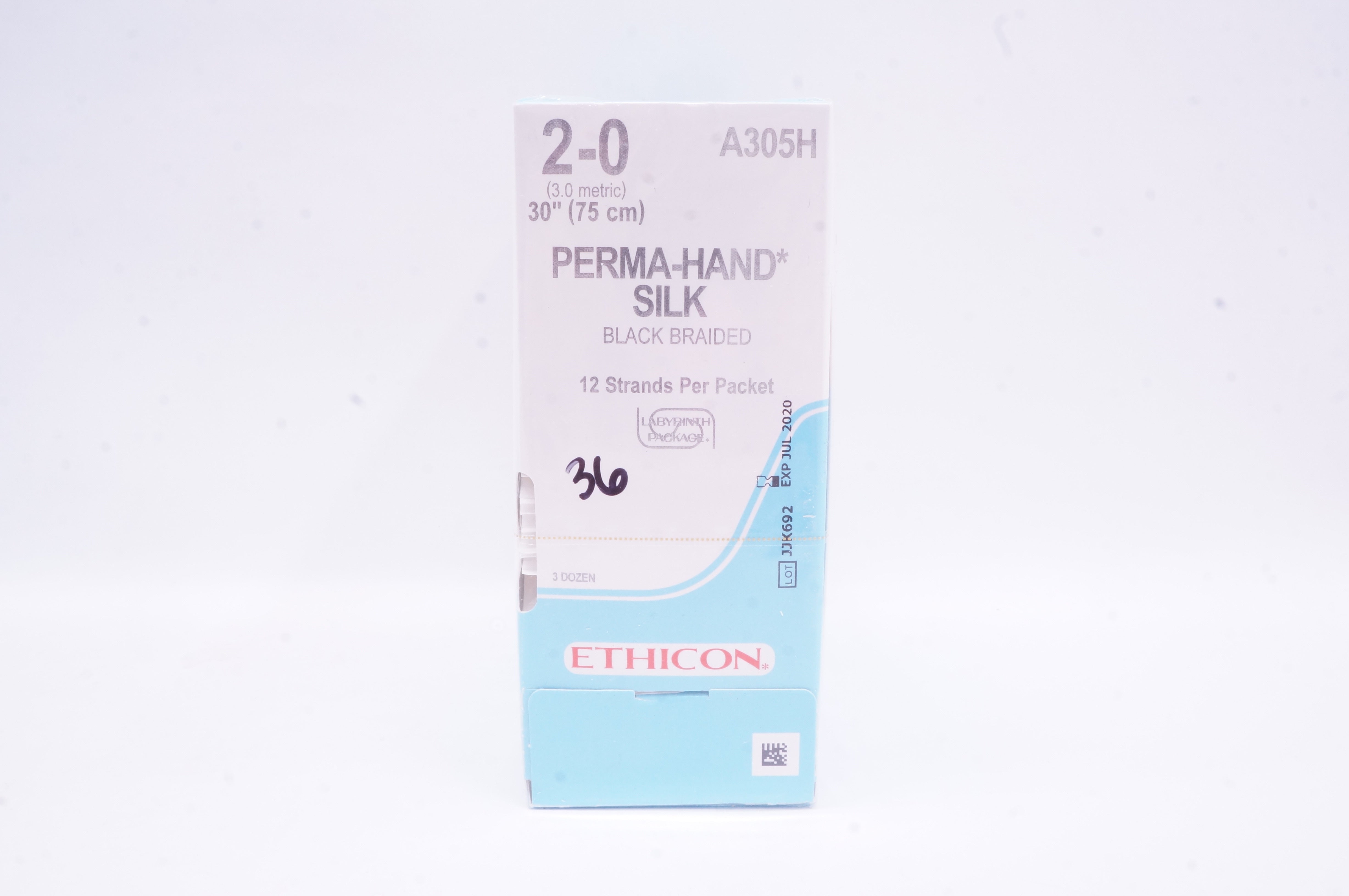Ethicon A305H 2-0 Perma-Hand Silk Black Braided Stre 30inch (x) - Box of 36