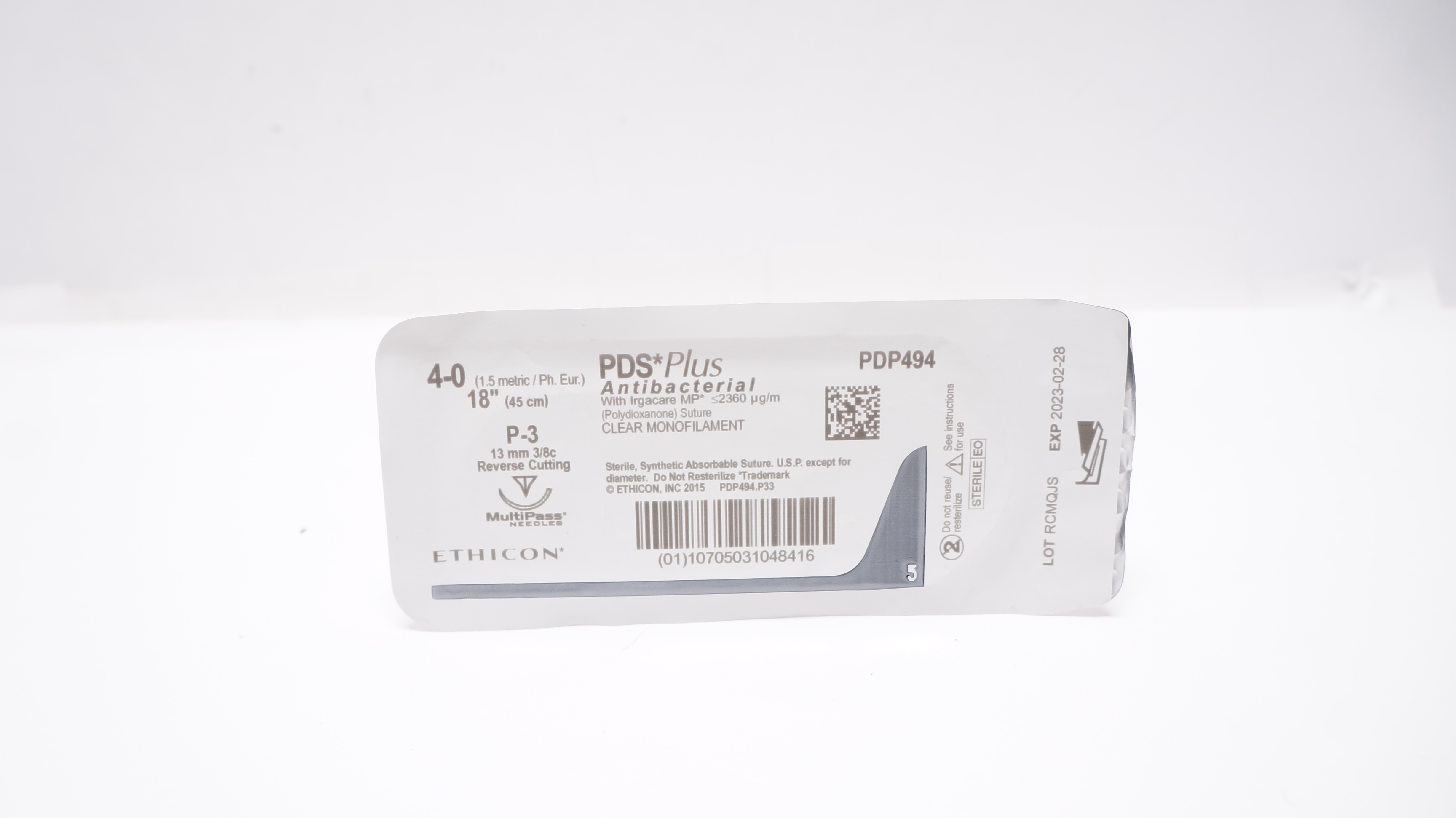 Ethicon PDP494 4-0 PDS Plus Stre P-3 13mm 3/8c Reverse Cutting, 18inch (x)