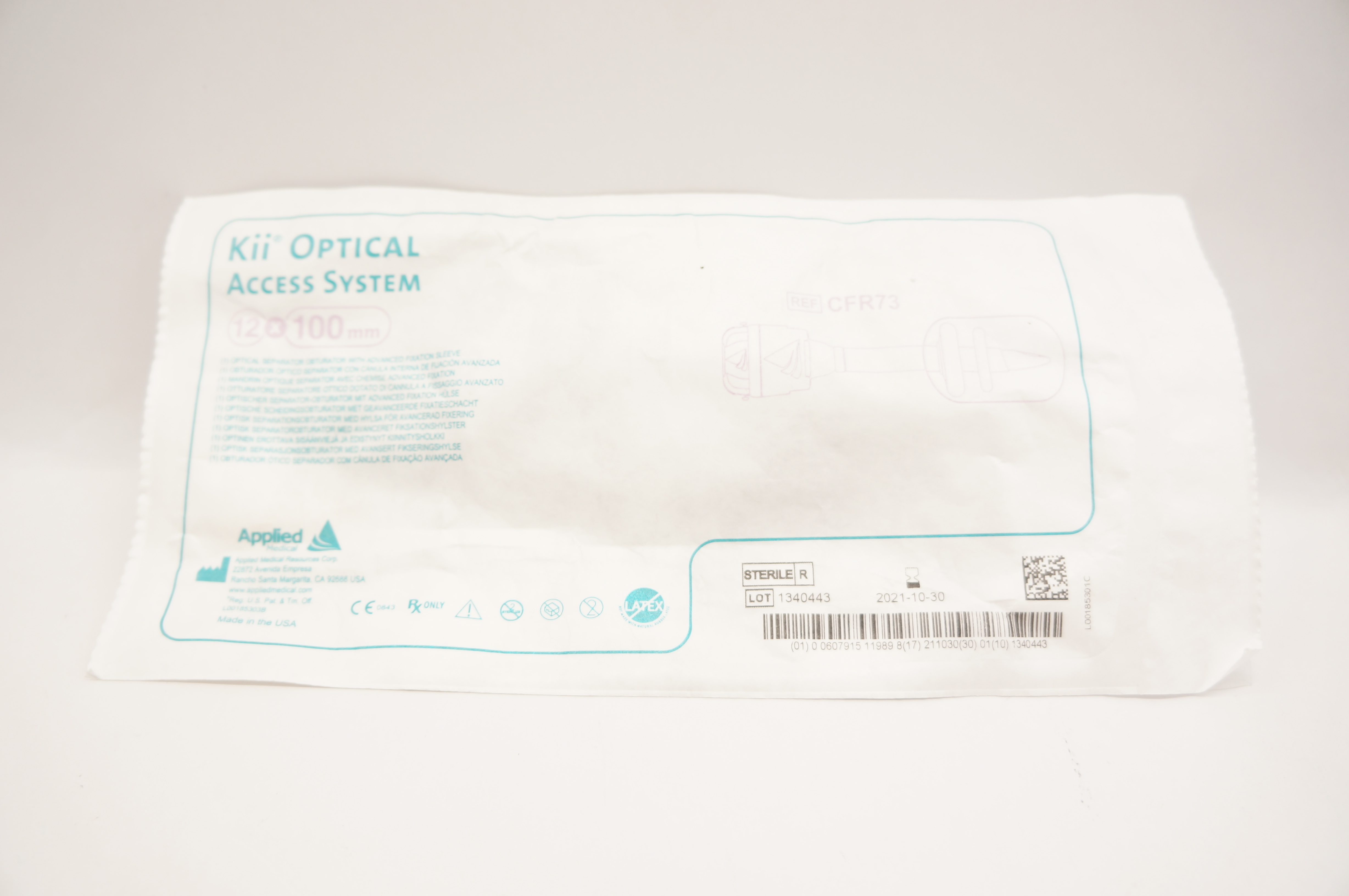 Applied Medical CFR73 Kii Optical Separator Obturator 12mm x 100mm (x)