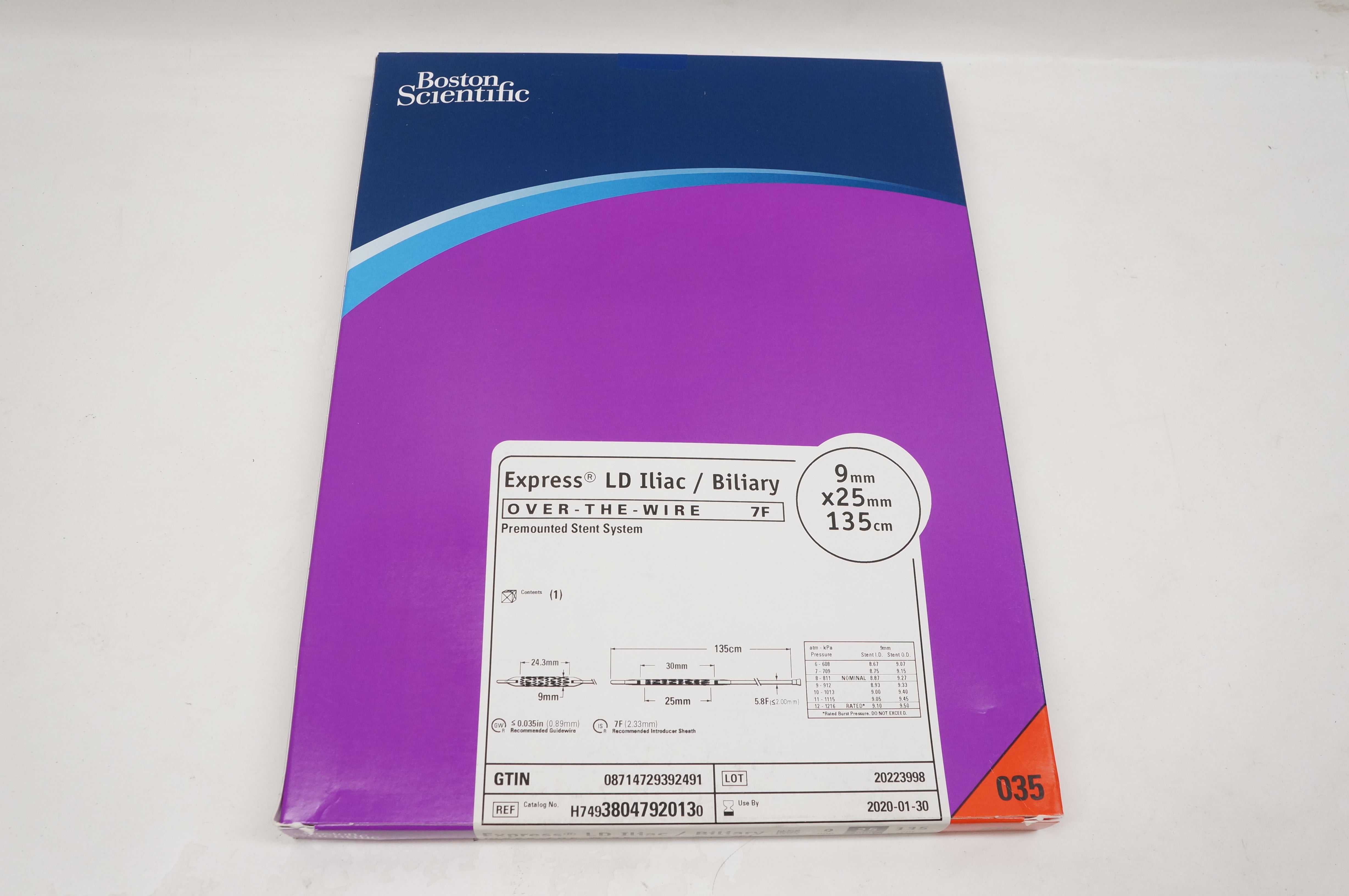 Boston Scientific 3804792013 Express LD Iliac/Biliary 7F, 9mm x 25mm x 135cm (x)