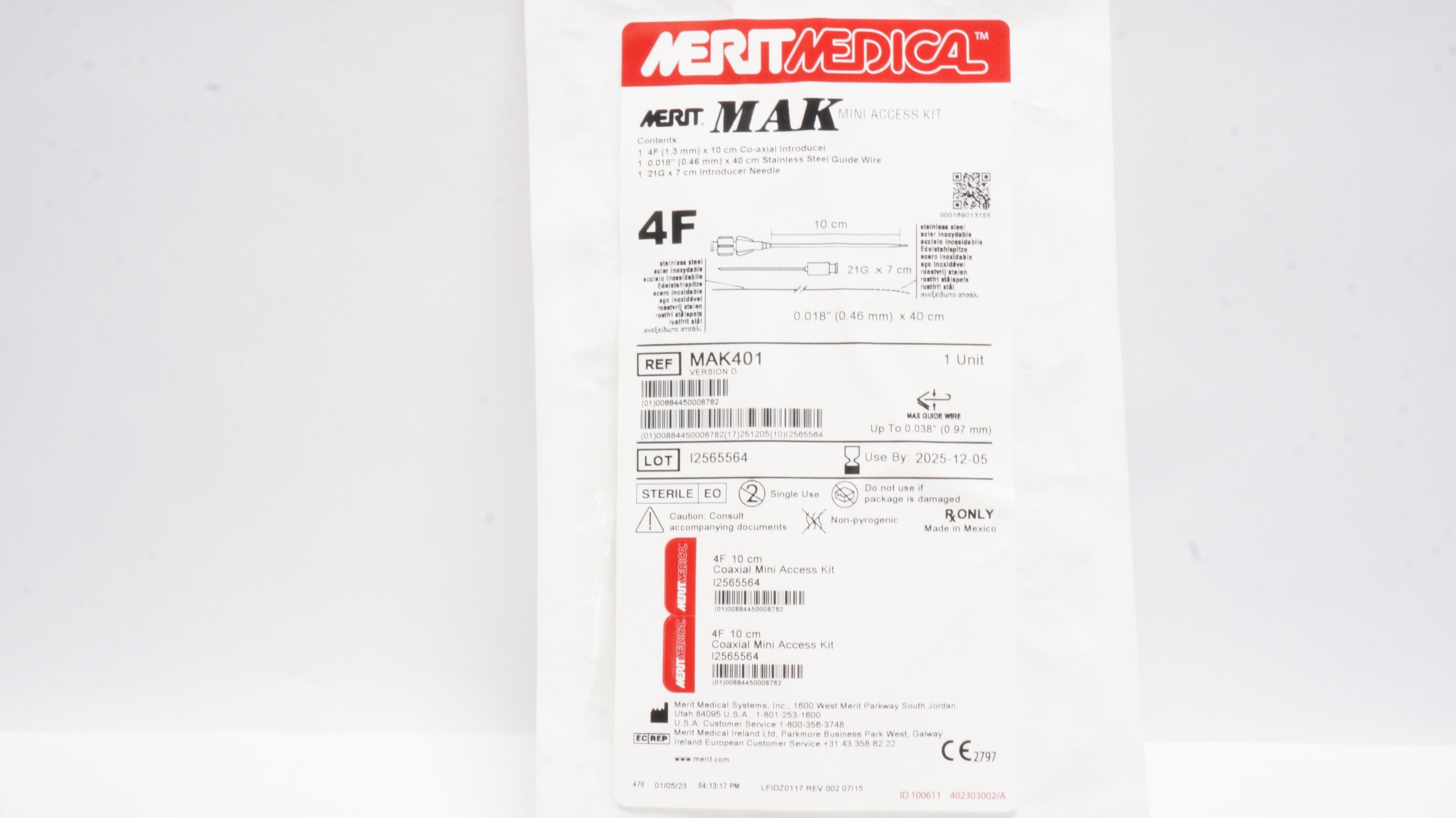 Merit Medical MAK401 S-MAK Mini Access Kit 4F