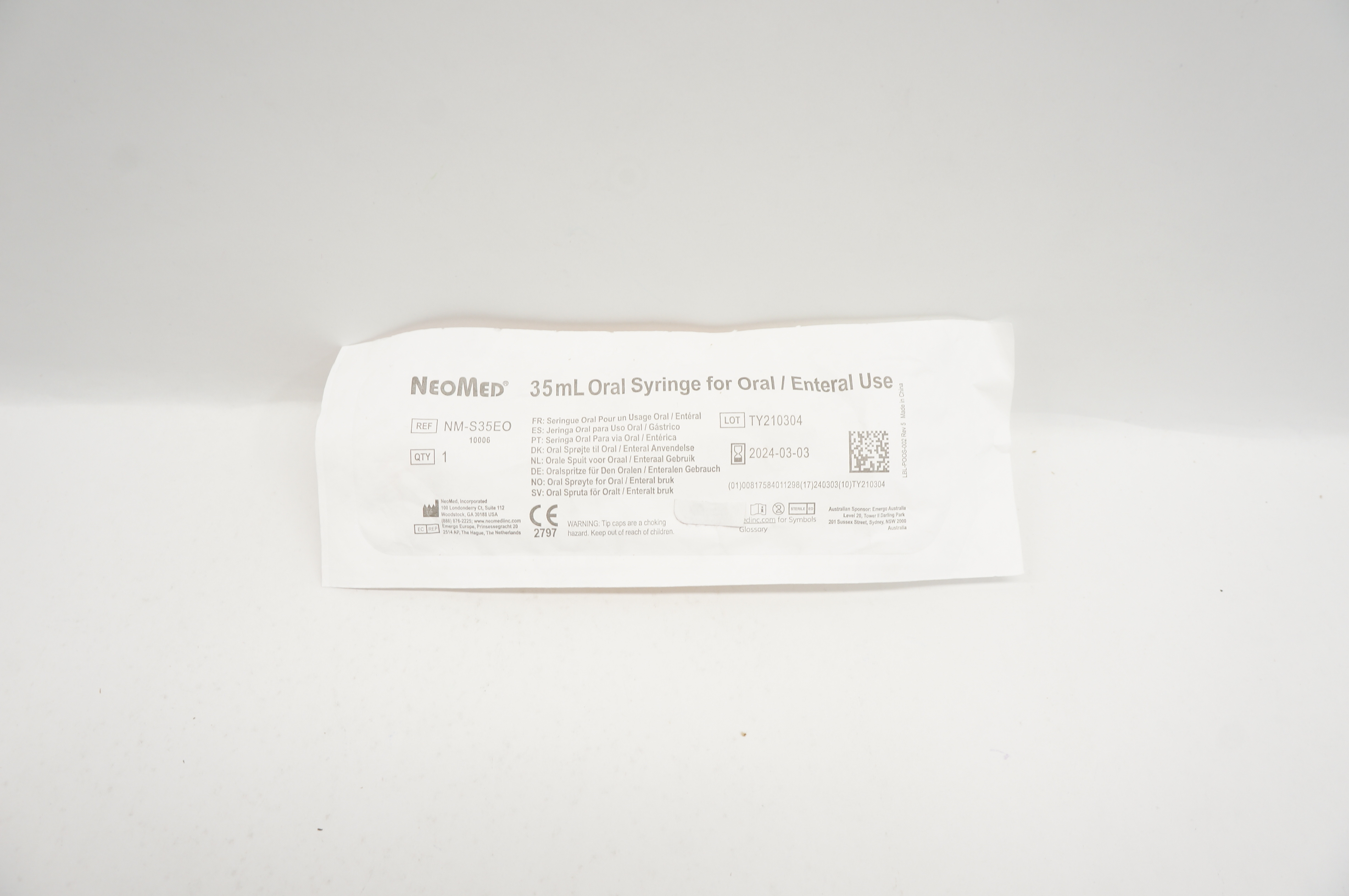 NeoMed NM-S35EO Oral Syringe for Oral/Enteral Use 35mL