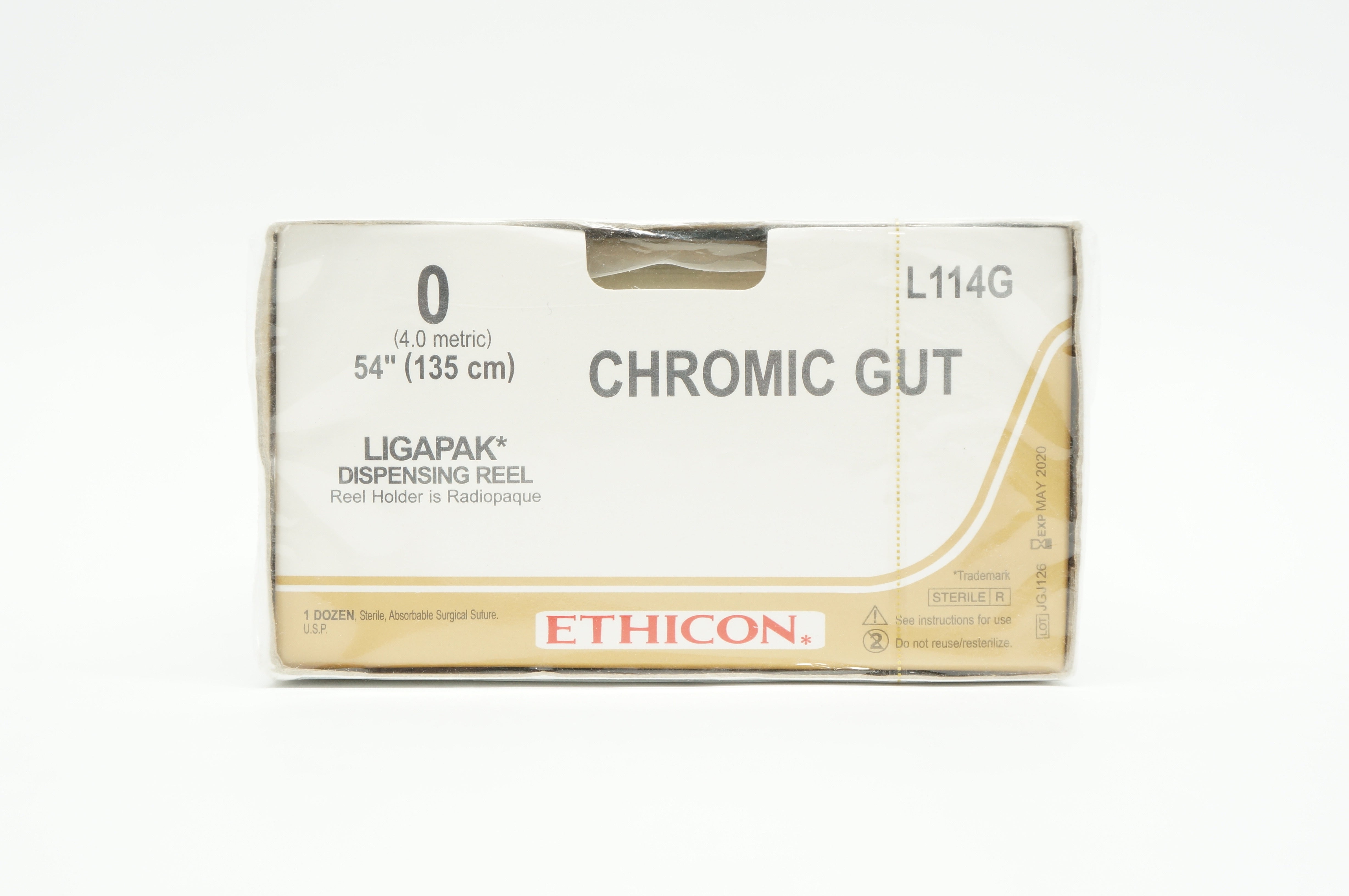 Ethicon L114G 0 Chromic Gut Ligapak Dispensing Reel 54inch (x) - Box of 12