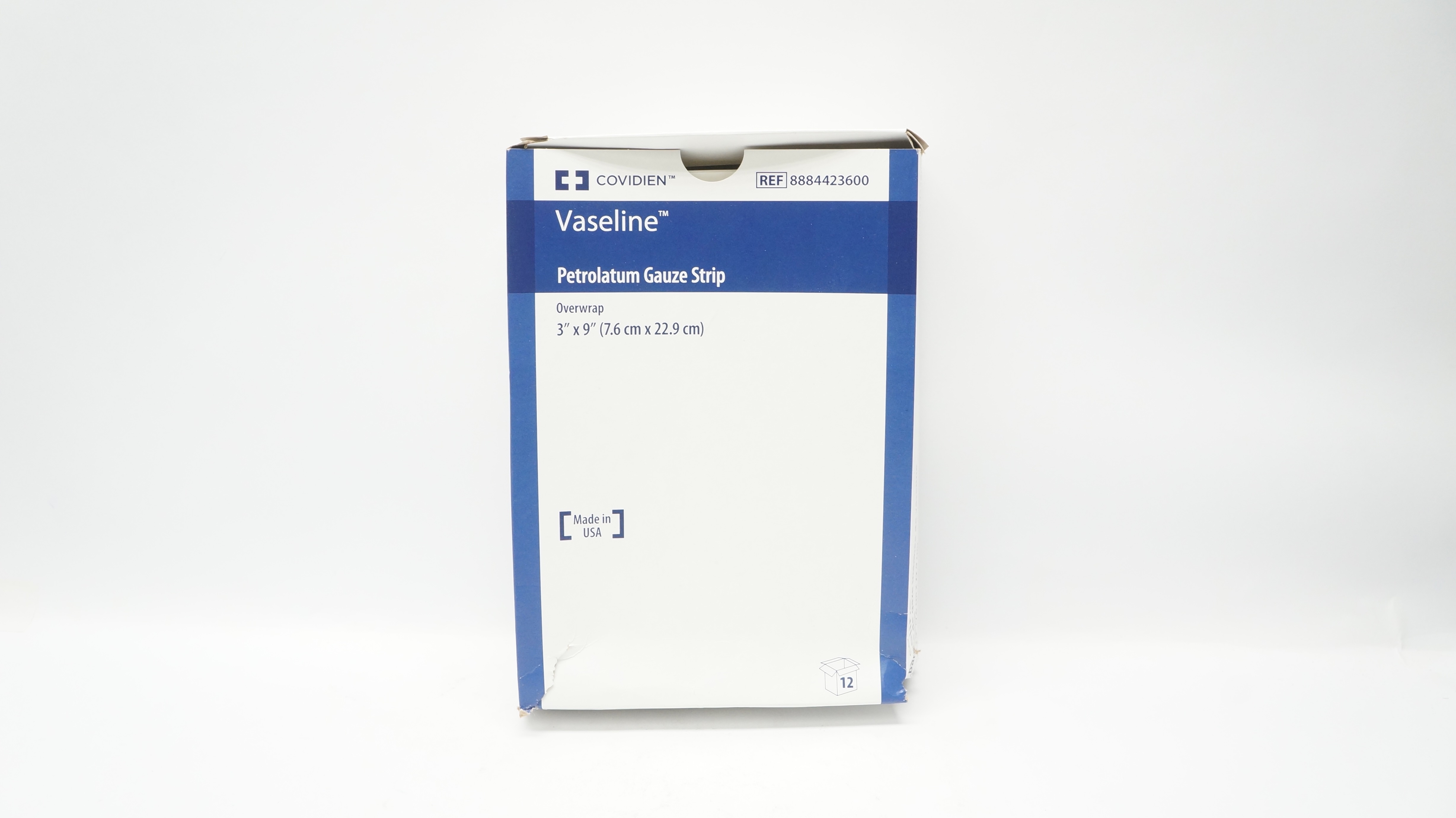 Covidien 8884423600 Vaseline Petrolatum Gauze Strip Overwrap 3x9in.(x)-Box of 8