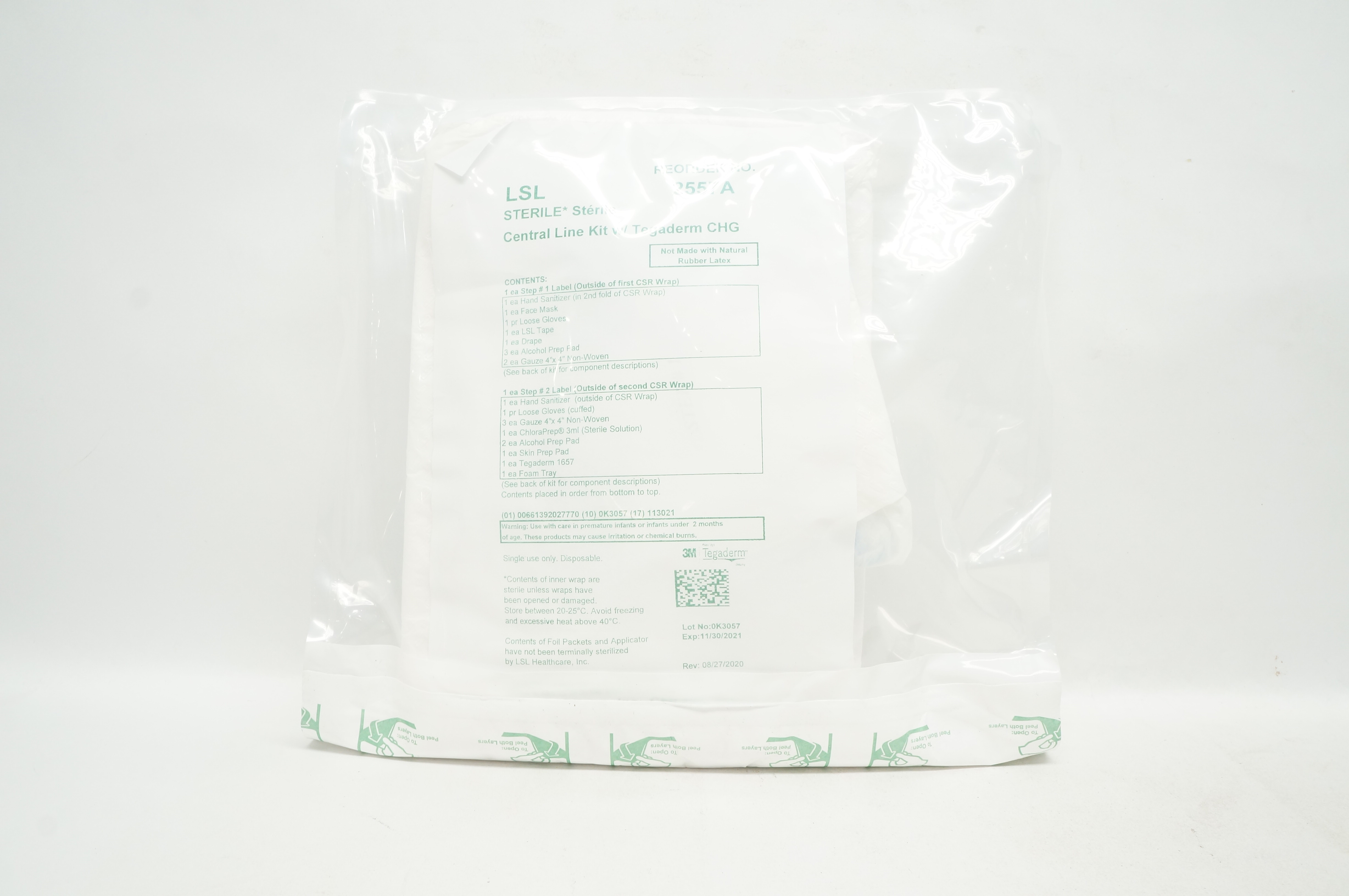 LSL Healthcare  2557A 3M Tegaderm LSL Central Line Kit with Tegaderm CHG