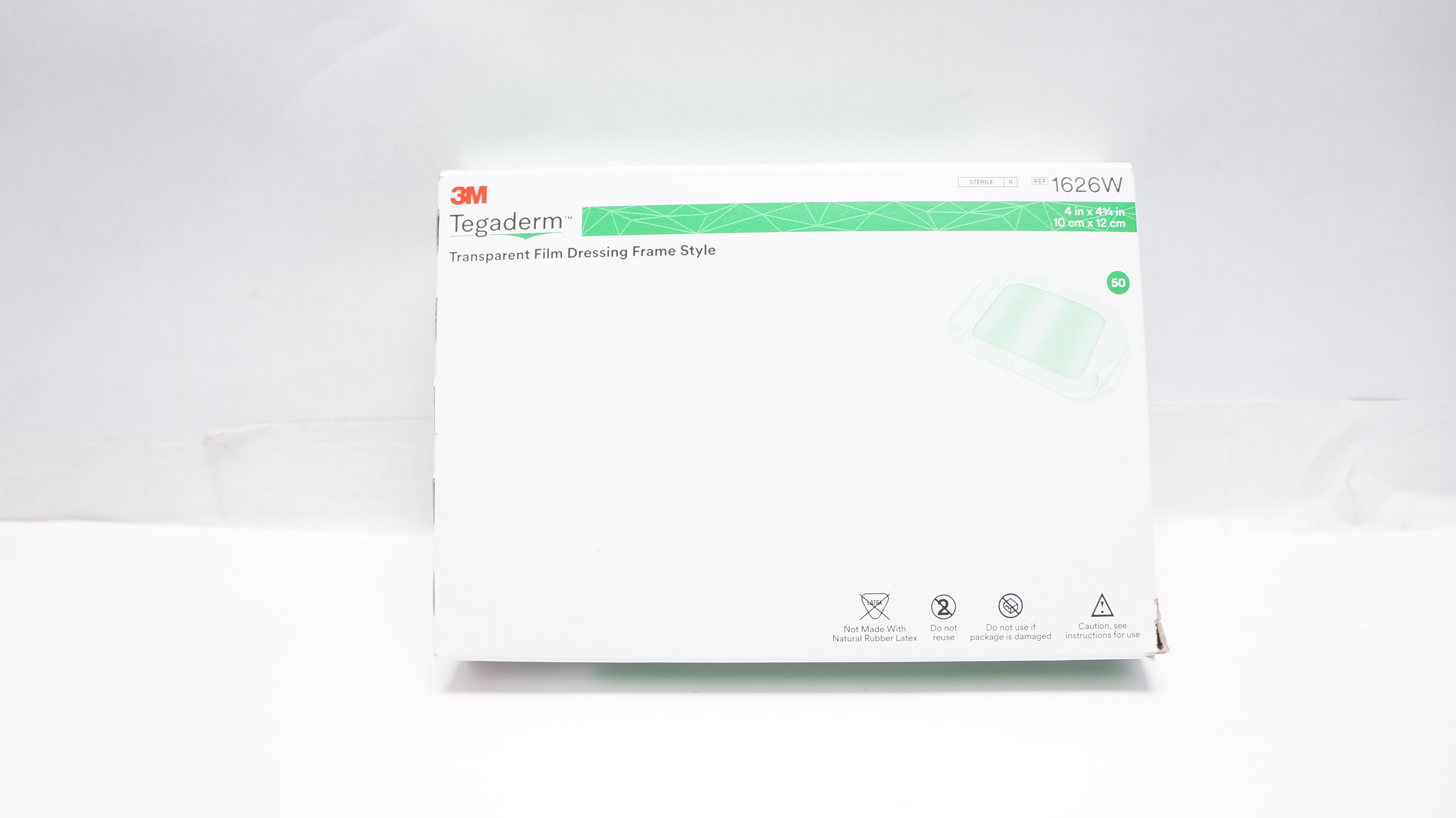 3M 1626W Tegaderm Transparent Film Dressing Frame Style 4in x 4-3/4in -Box of 36