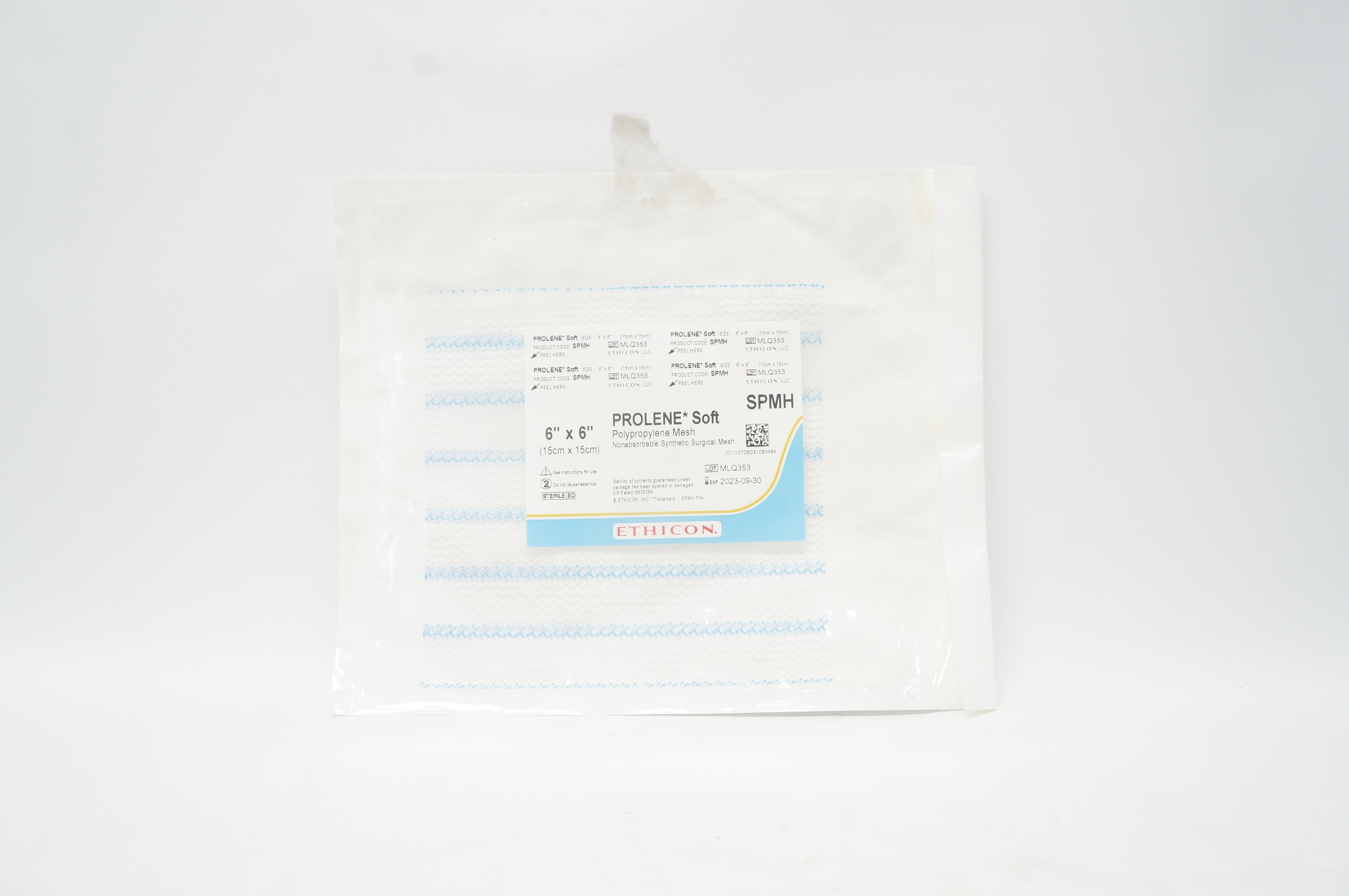 Ethicon SPMH Prolene Soft Nonabsorbable Synthetic Surgical Mesh 6inch x 6inch