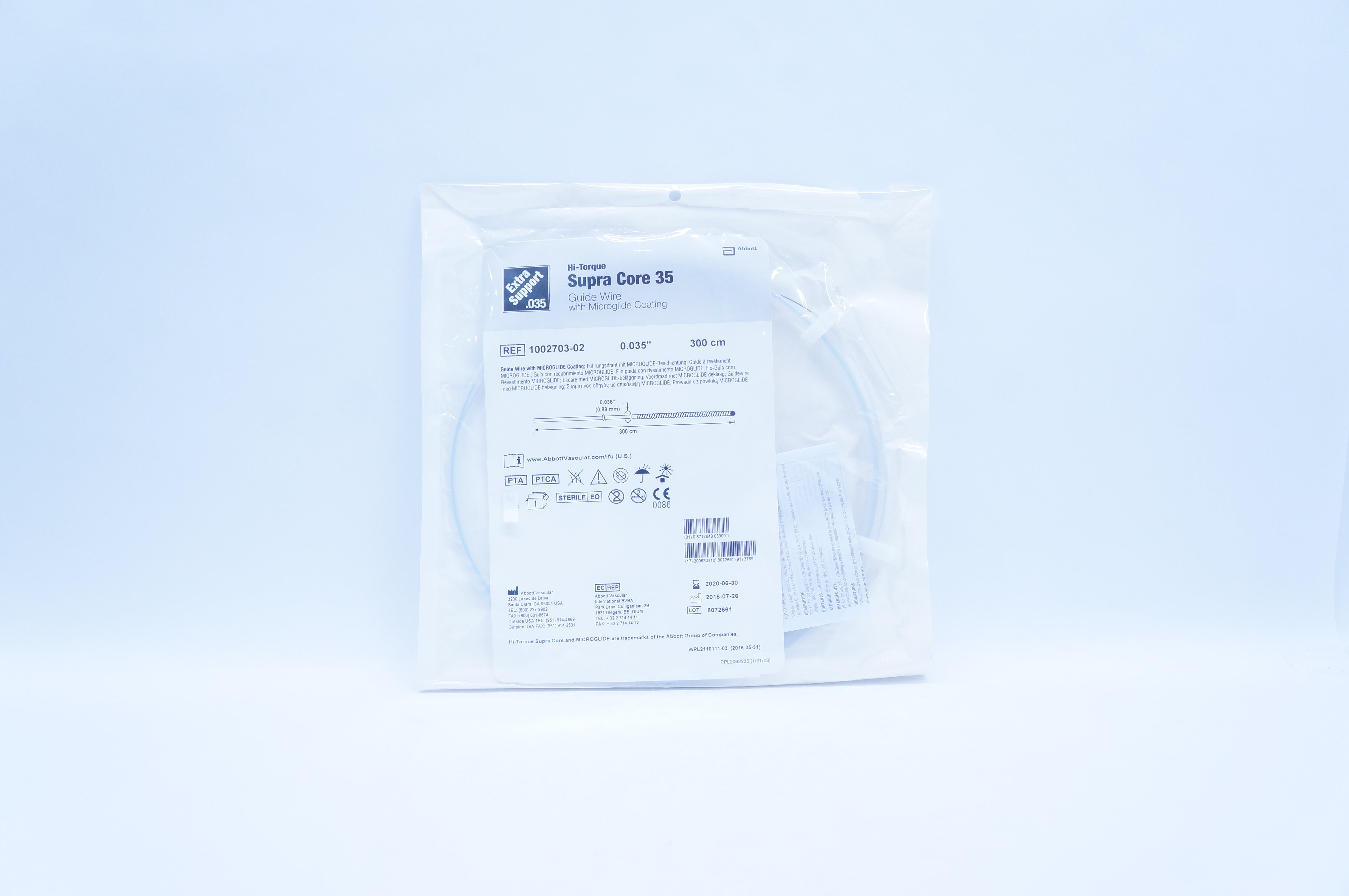 Abbott 1002703-02 Supra Core 35 Guide Wire W/Microglide Coating 0.035inx300cm(x)