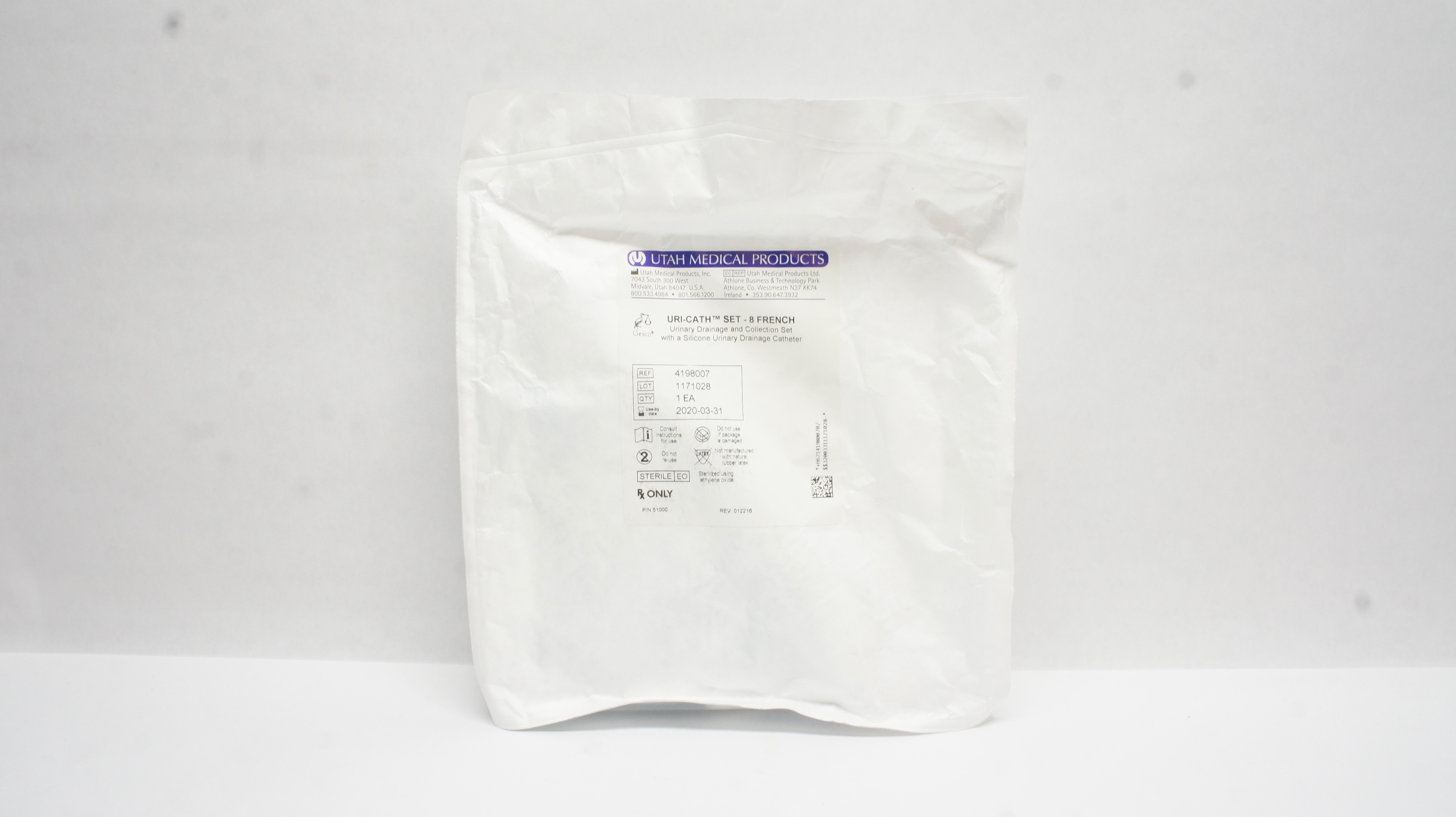 Utah Medical 4198007 URI-Cath Set- 8Fr Urinary Drainage and Collection Set (x)