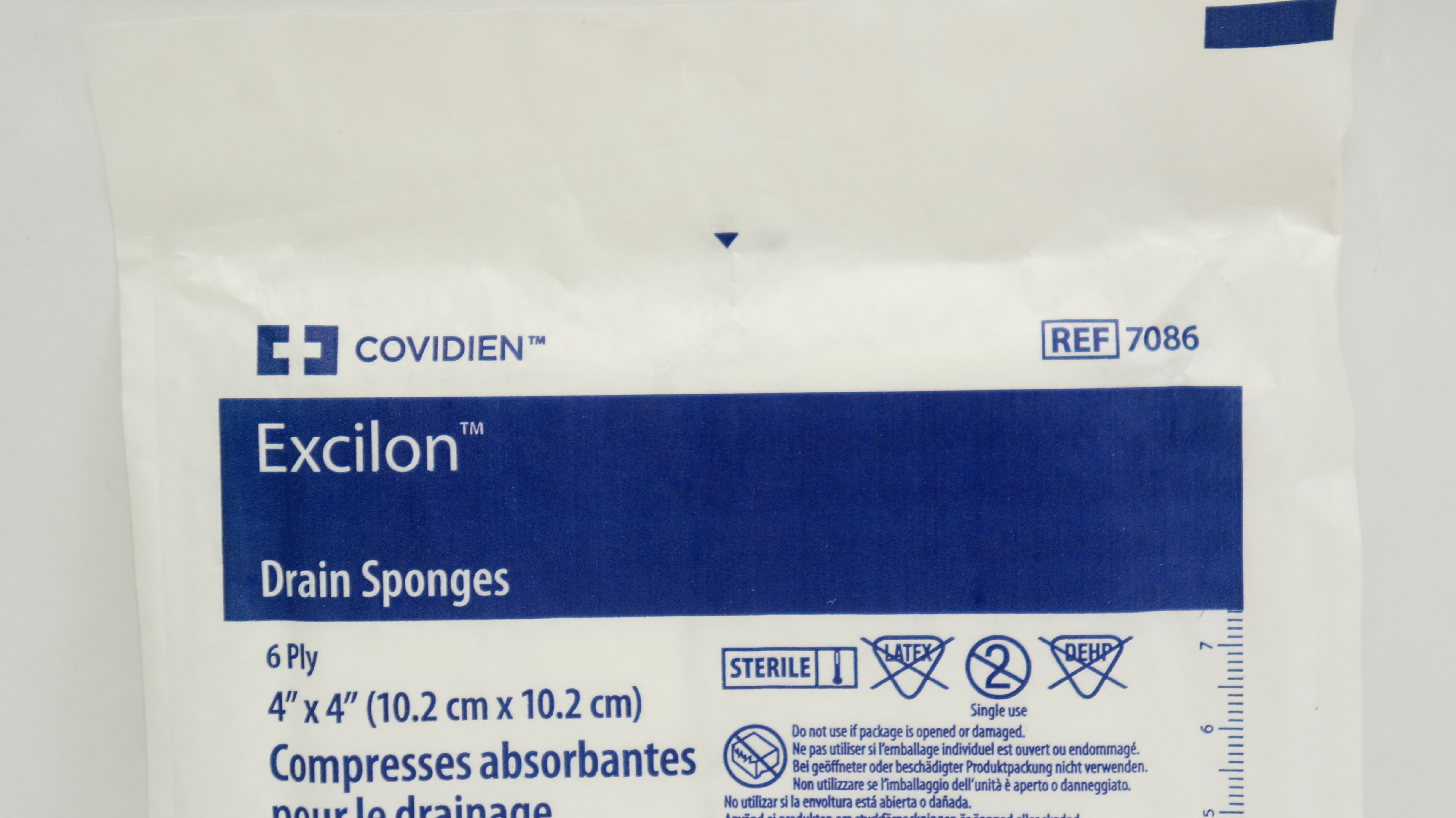Covidien 7086 Excilon Drain Sponges 6Ply 4inch x 4inch - Pack of 2