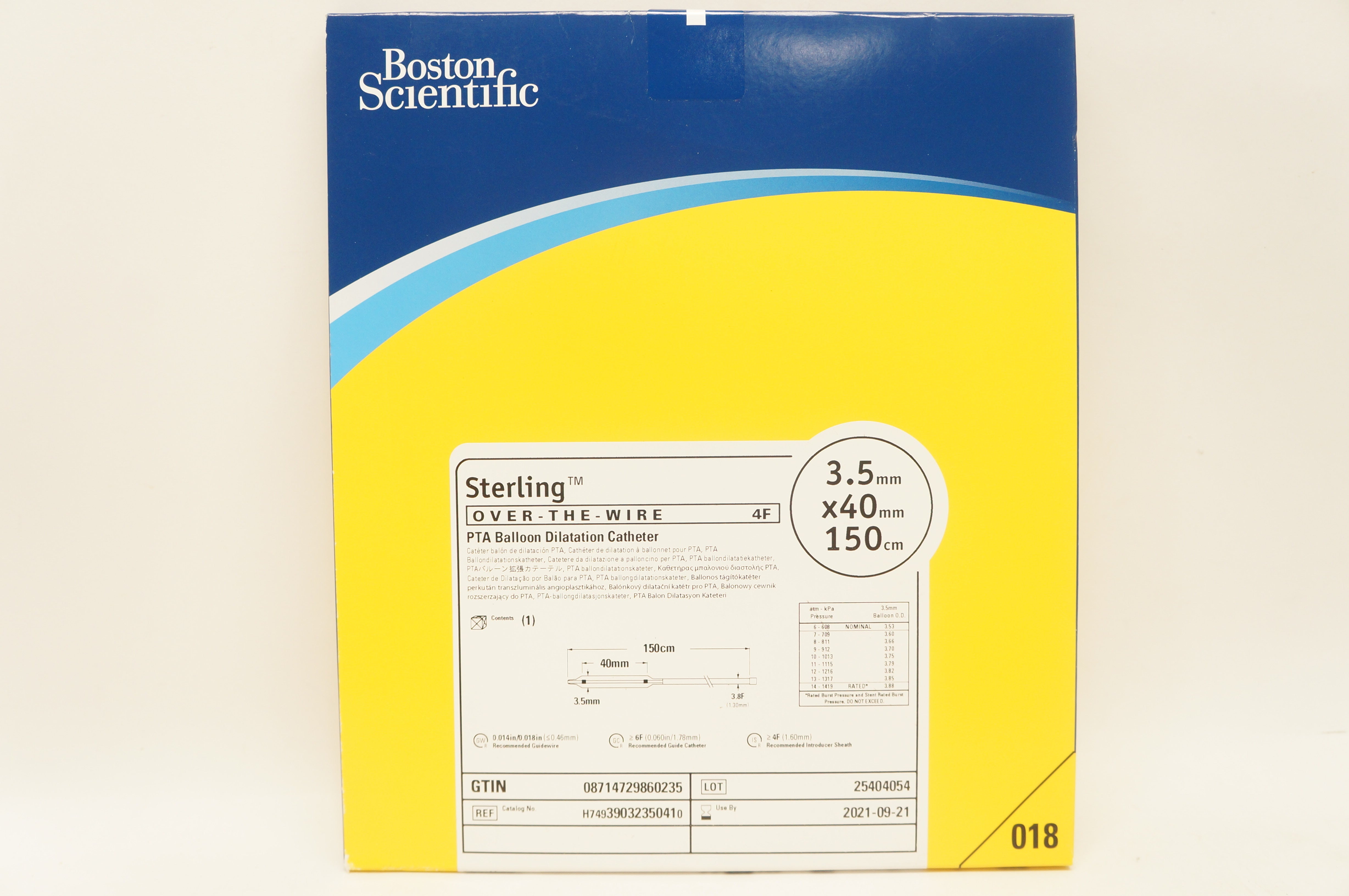 Boston Scientific 3903235041 PTA Balloon Dilatation Catheter 3.5x40mm x 150cm(x)