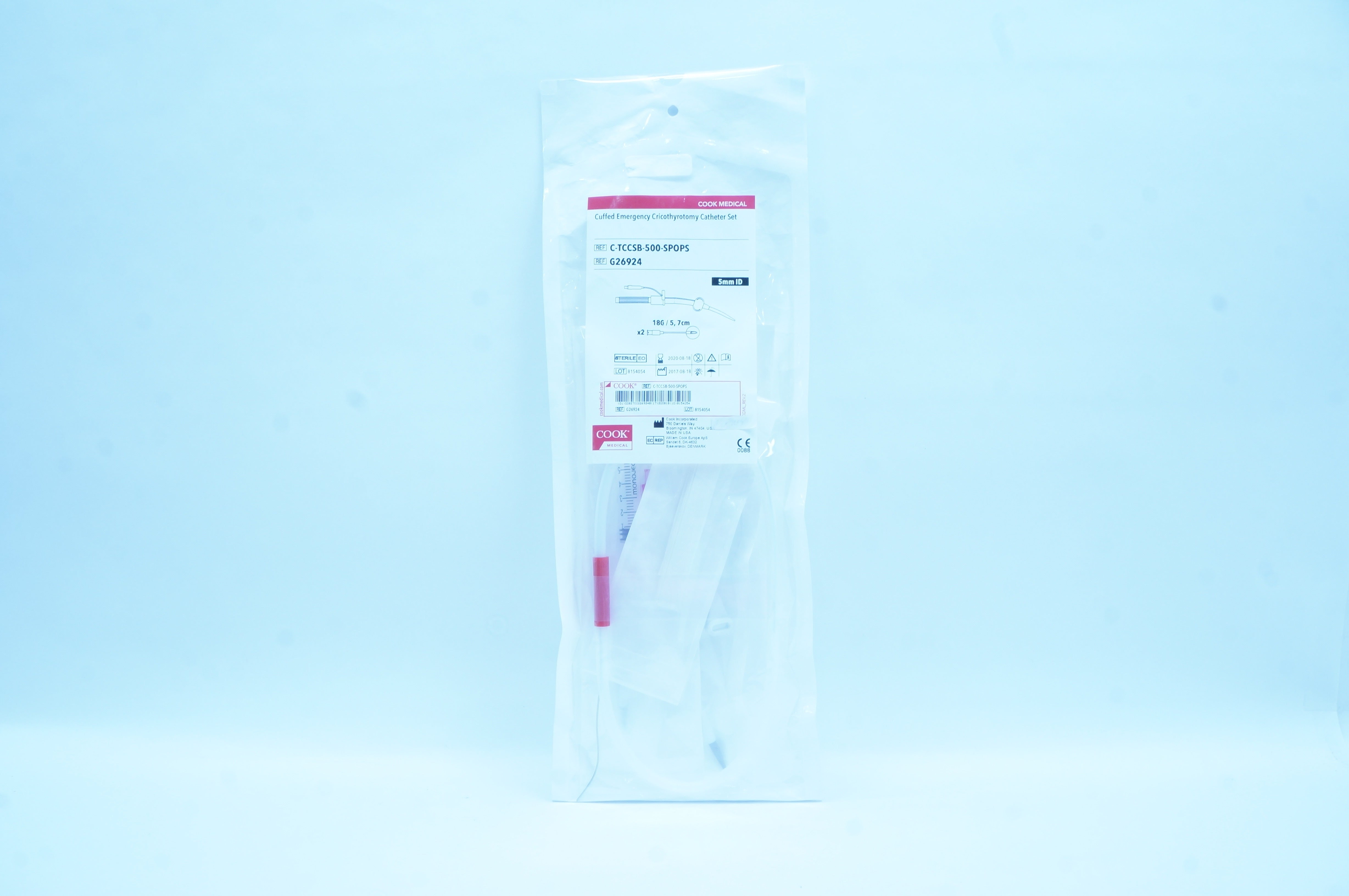 Cook Medical G26924 Cuffed Emergency Cricothyrotomy Cath. Set 5mm x18G/5.7cm (x)