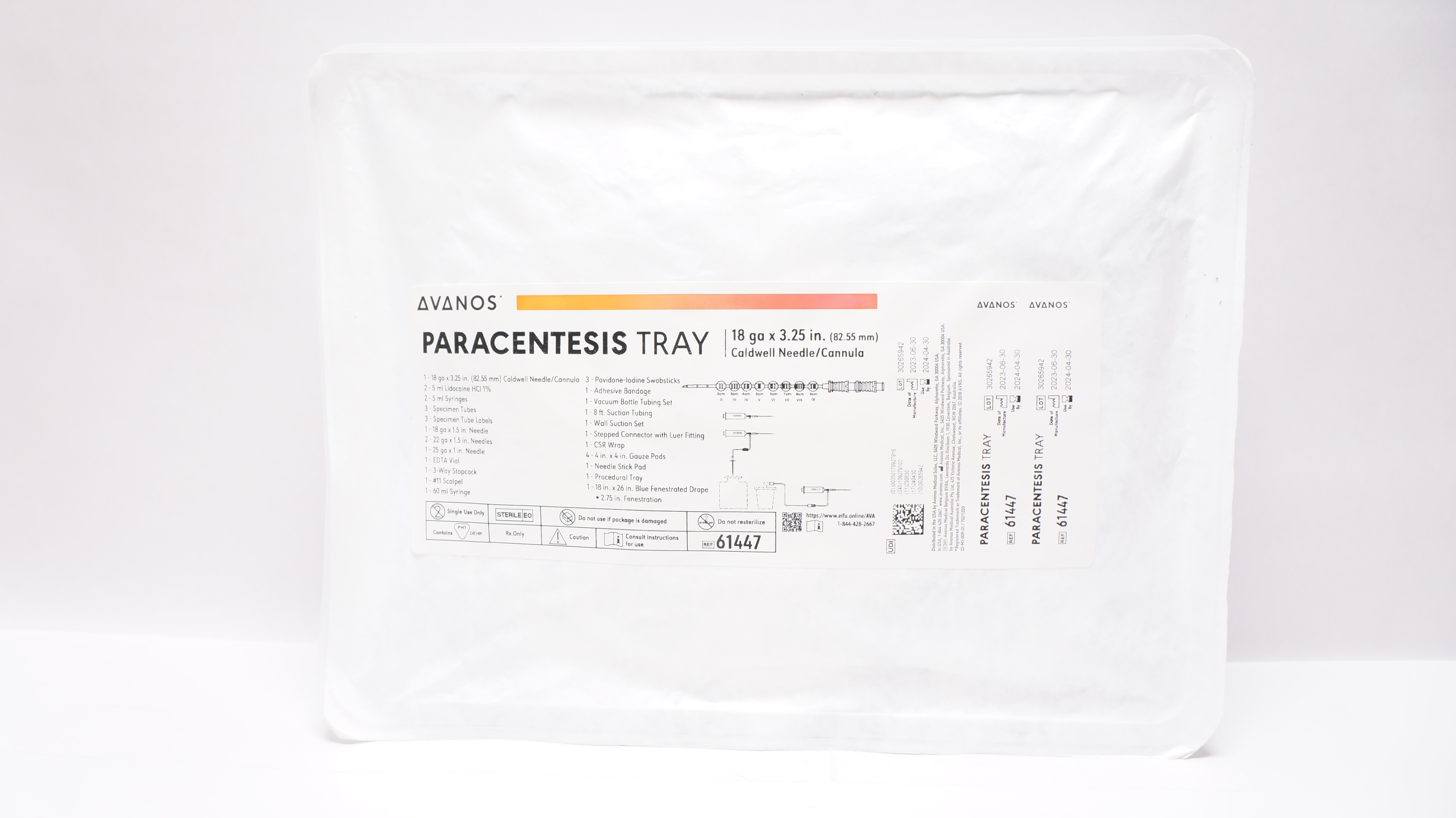Avanos 61447 Paracentesis Tray 18ga x 3.25inch